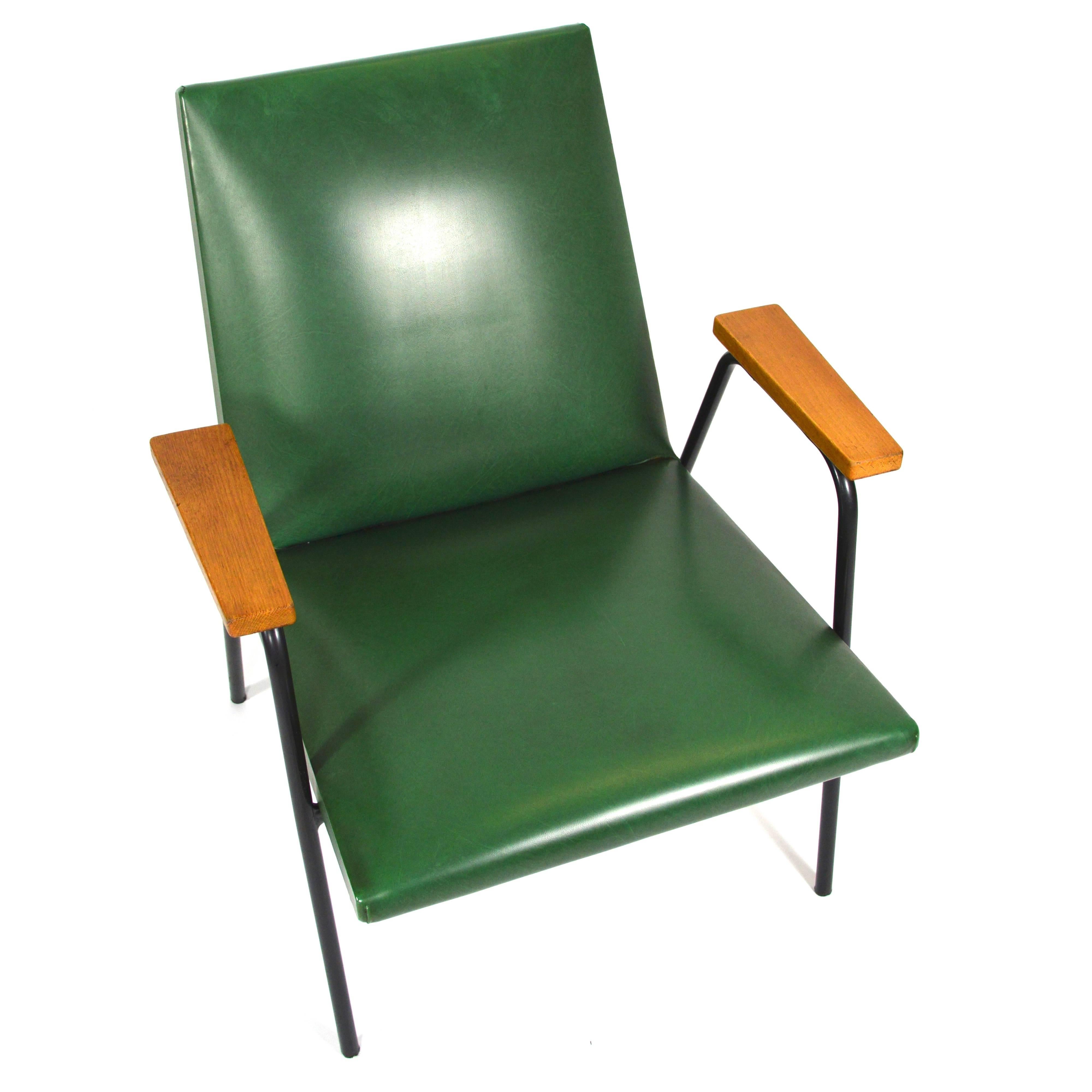 Faux Leather Pierre Guariche attributed Midcentury Easy Chairs, France