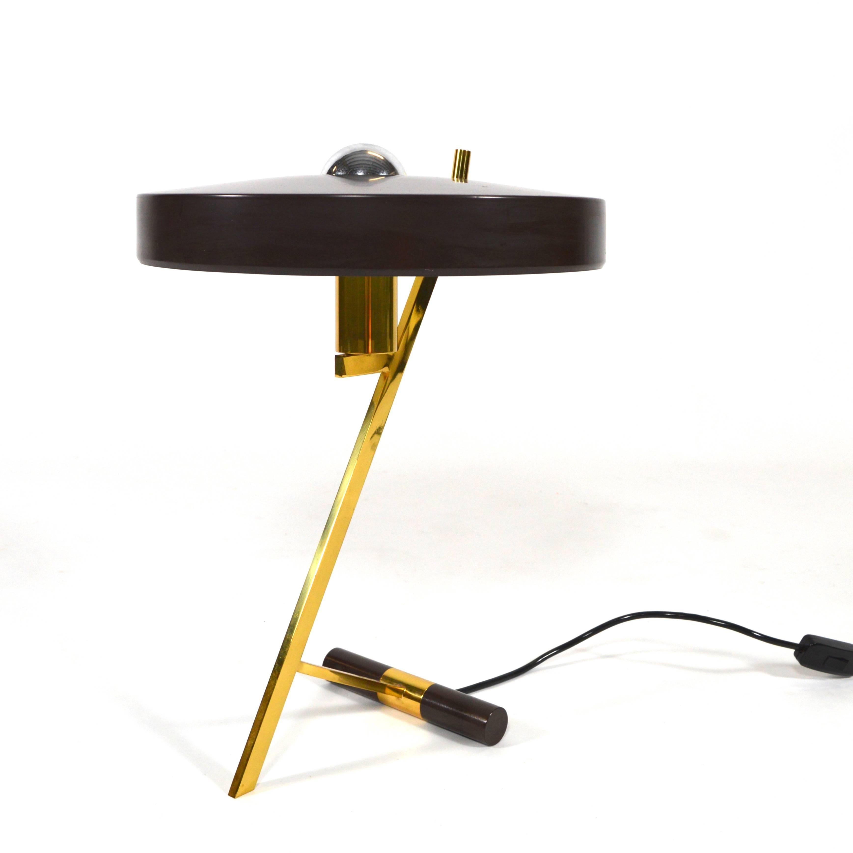 Mid-Century Modern Louis Kalff for Philips Z-Shaped Brass Desk Lamp