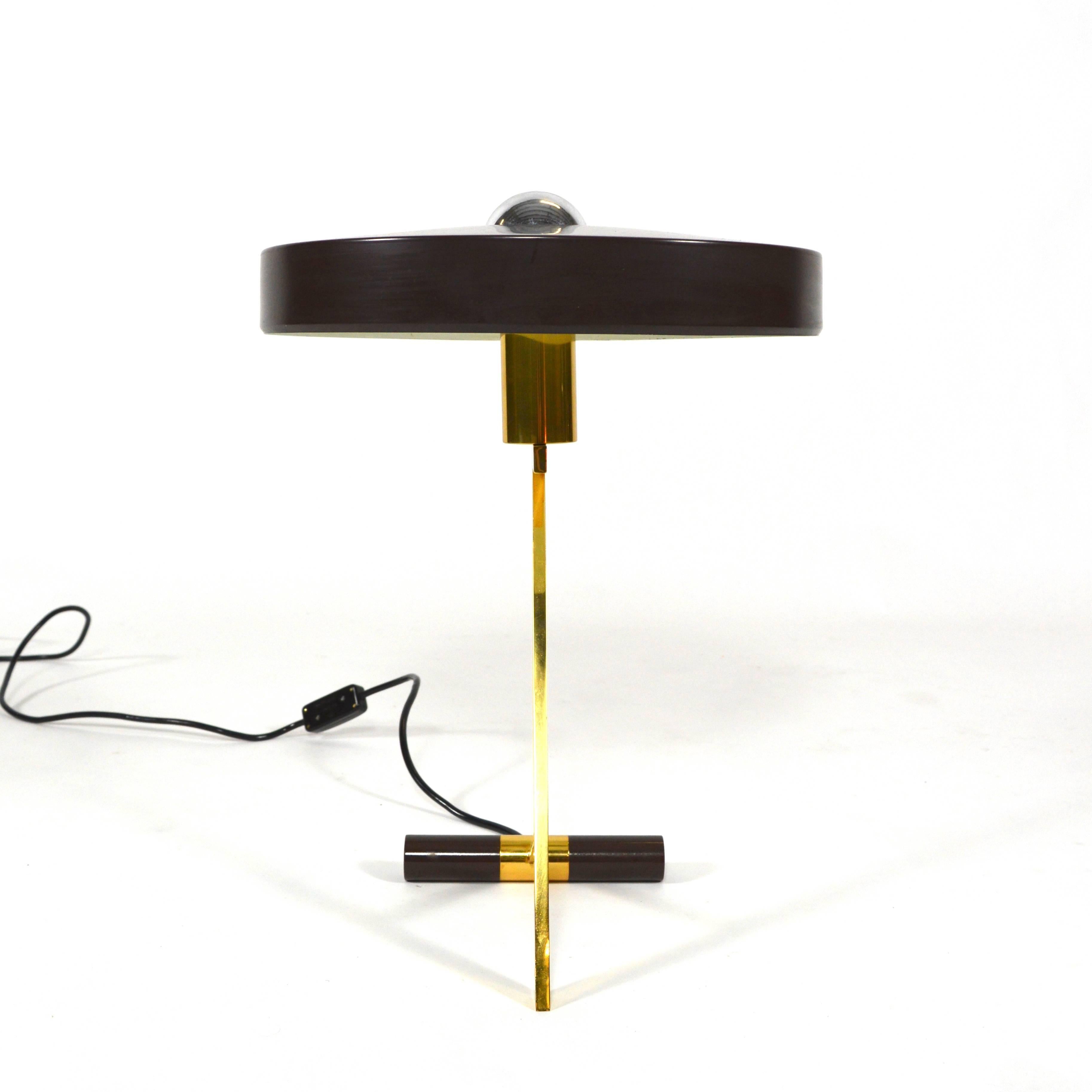Dutch Louis Kalff for Philips Z-Shaped Brass Desk Lamp