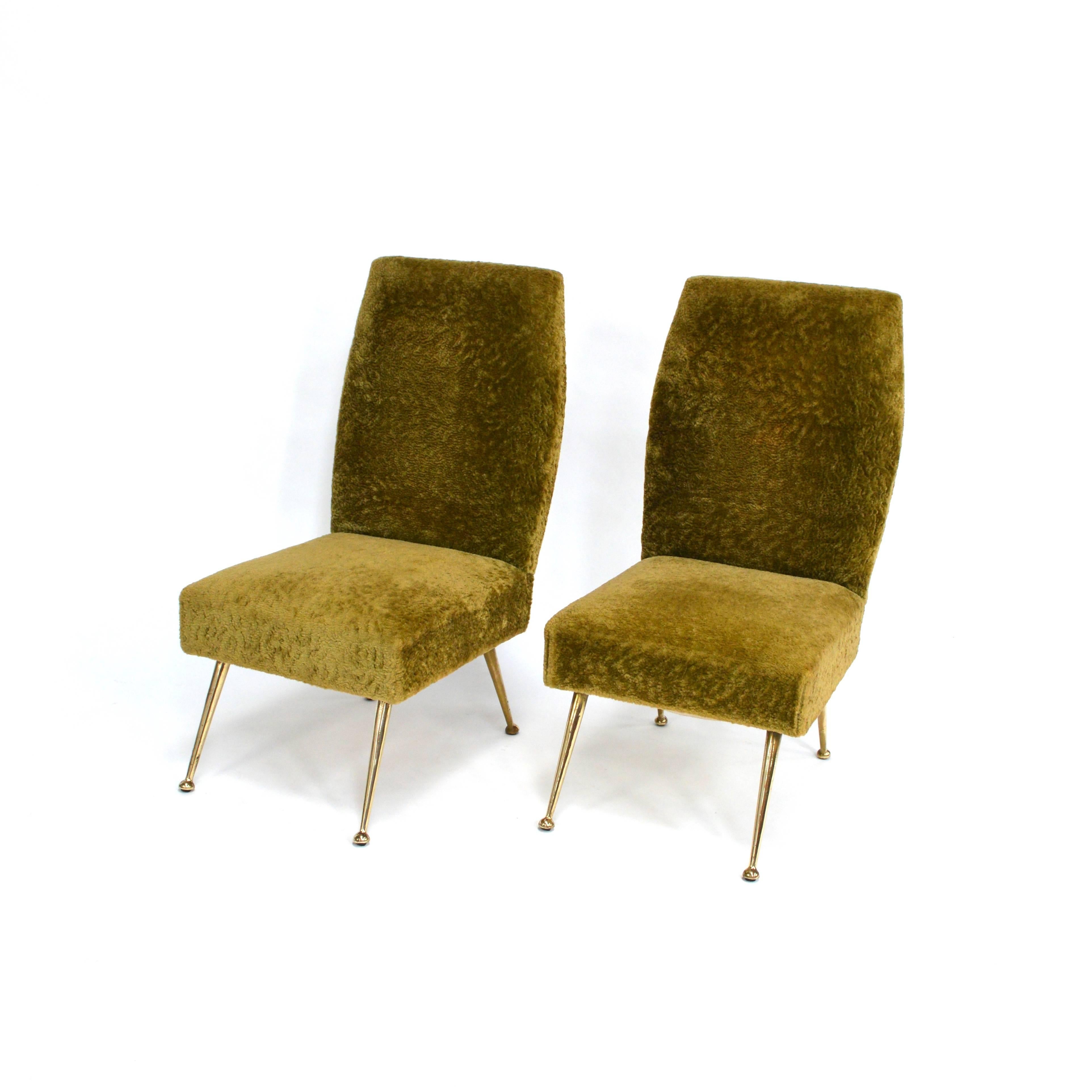 Brass Rare Set of Gigi Radice Lounge Chairs and Side Chairs, Italy, 1950s