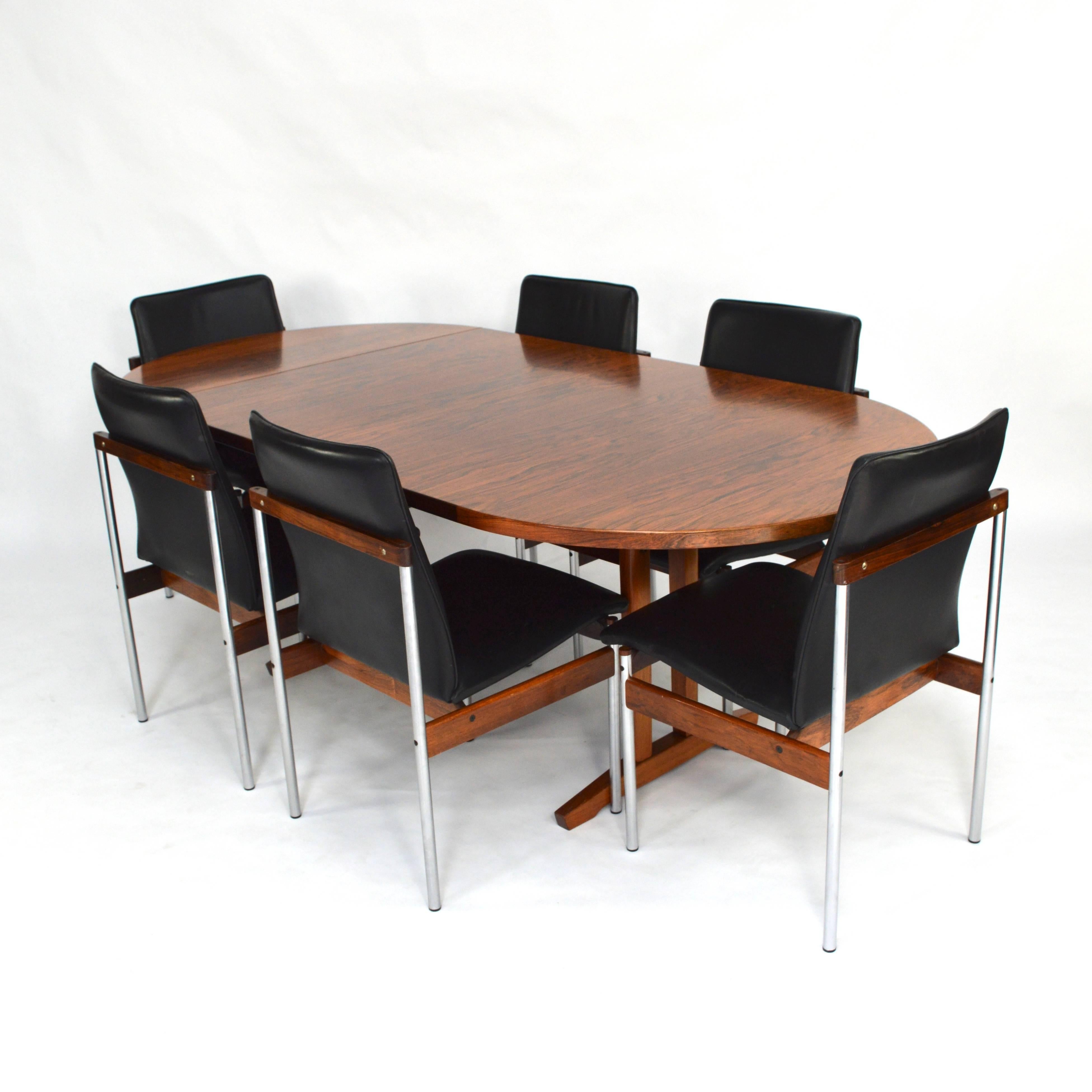 Brazilian Rosewood Oval Drop Leaf Dining Table by FRISTHO, Netherlands, 1960s 3