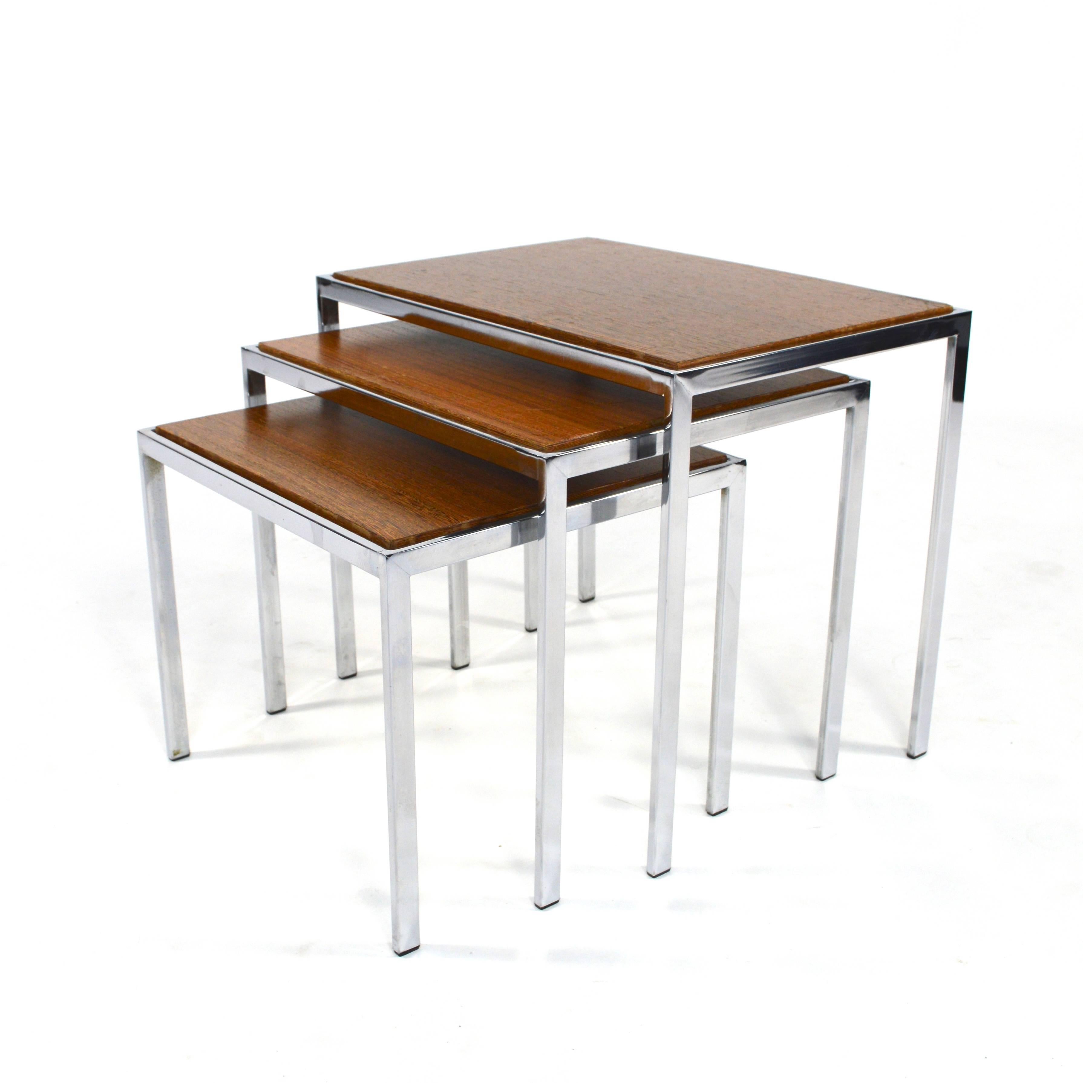 Dutch Set of Three Nesting Tables with Turnable Tops, 1960s 