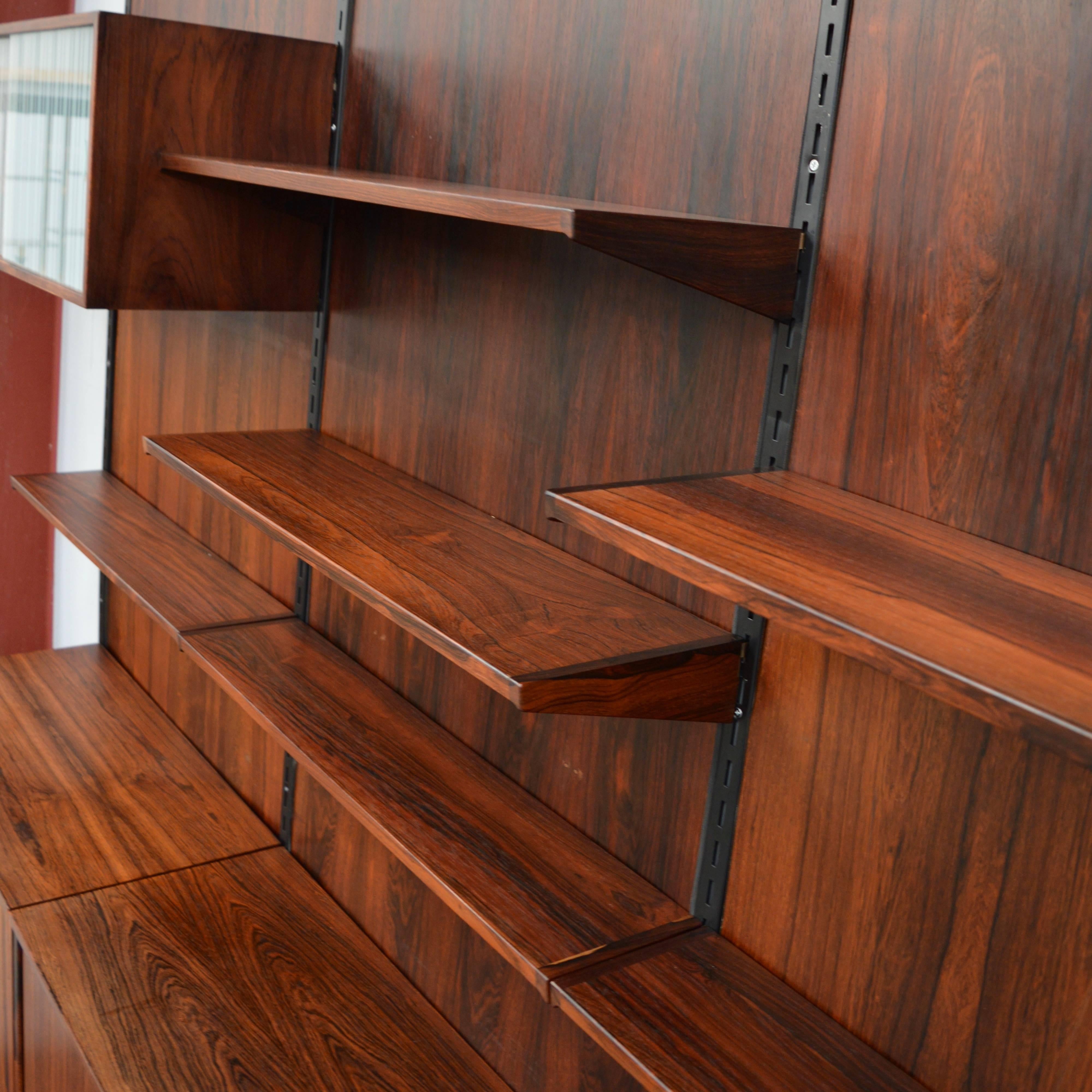 Mid-20th Century Kai Kristiansen Brazilian Rosewood Wall Unit, Denmark, 1960s