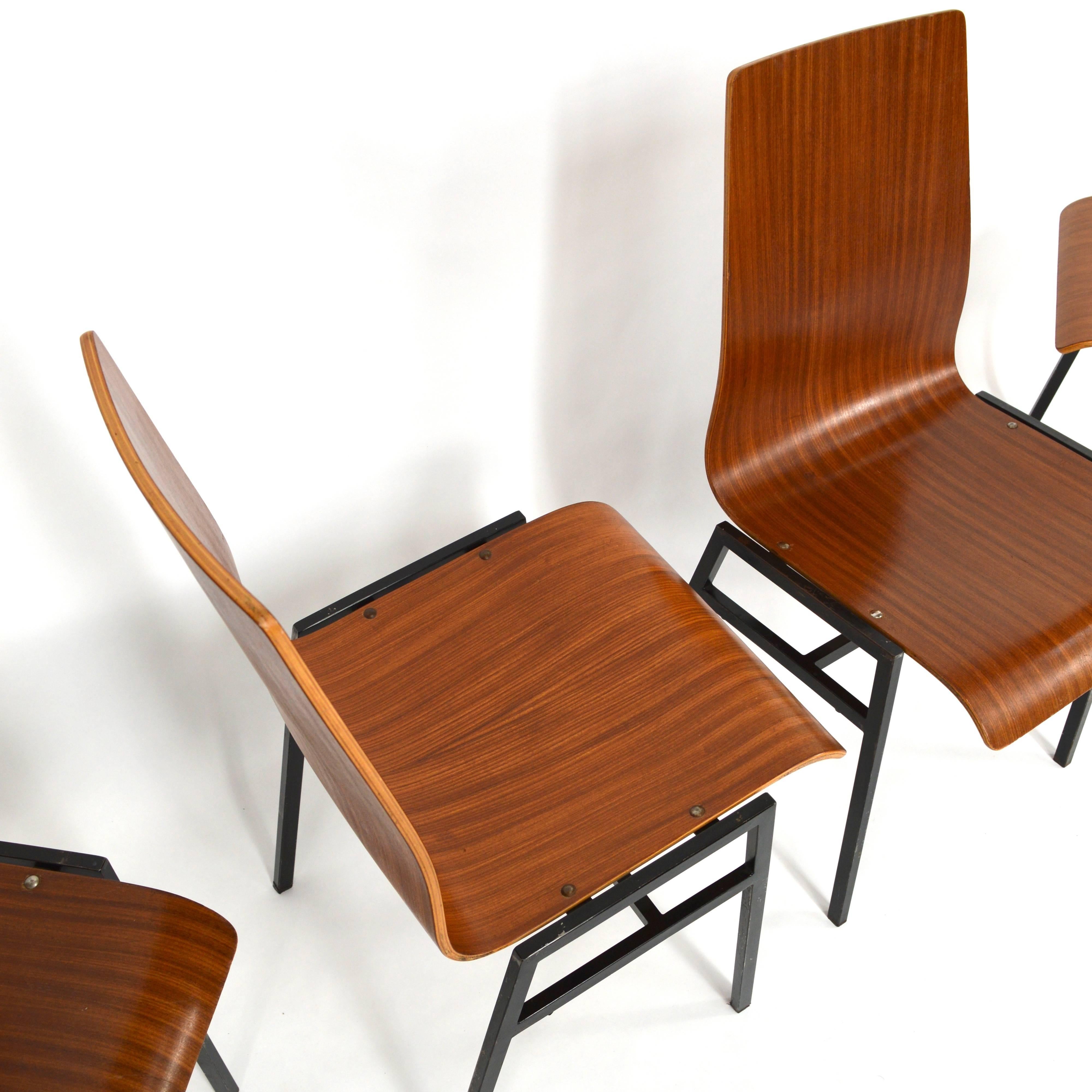Mid-Century Modern Teak Plywood Stacking Chairs, 1960s