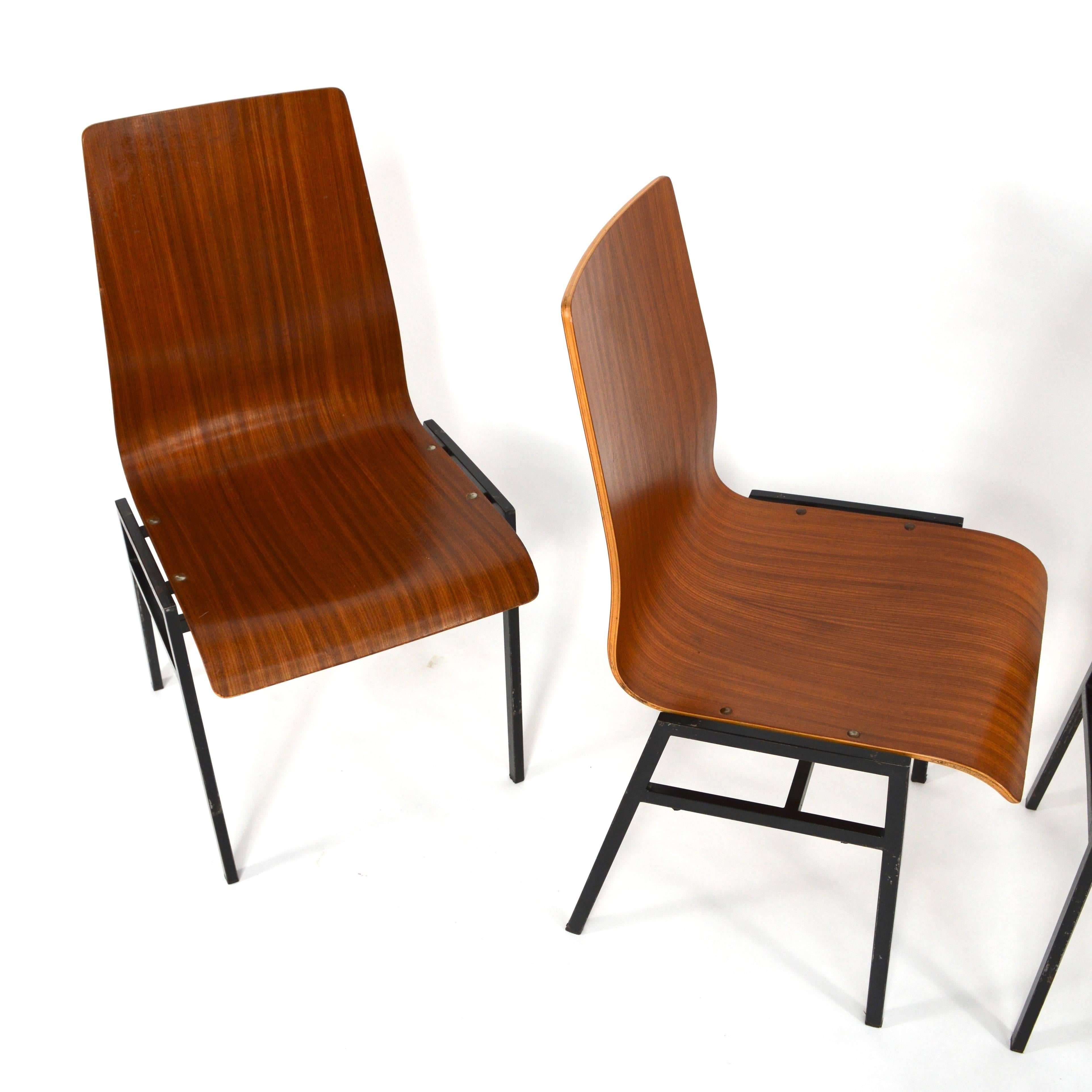 European Teak Plywood Stacking Chairs, 1960s