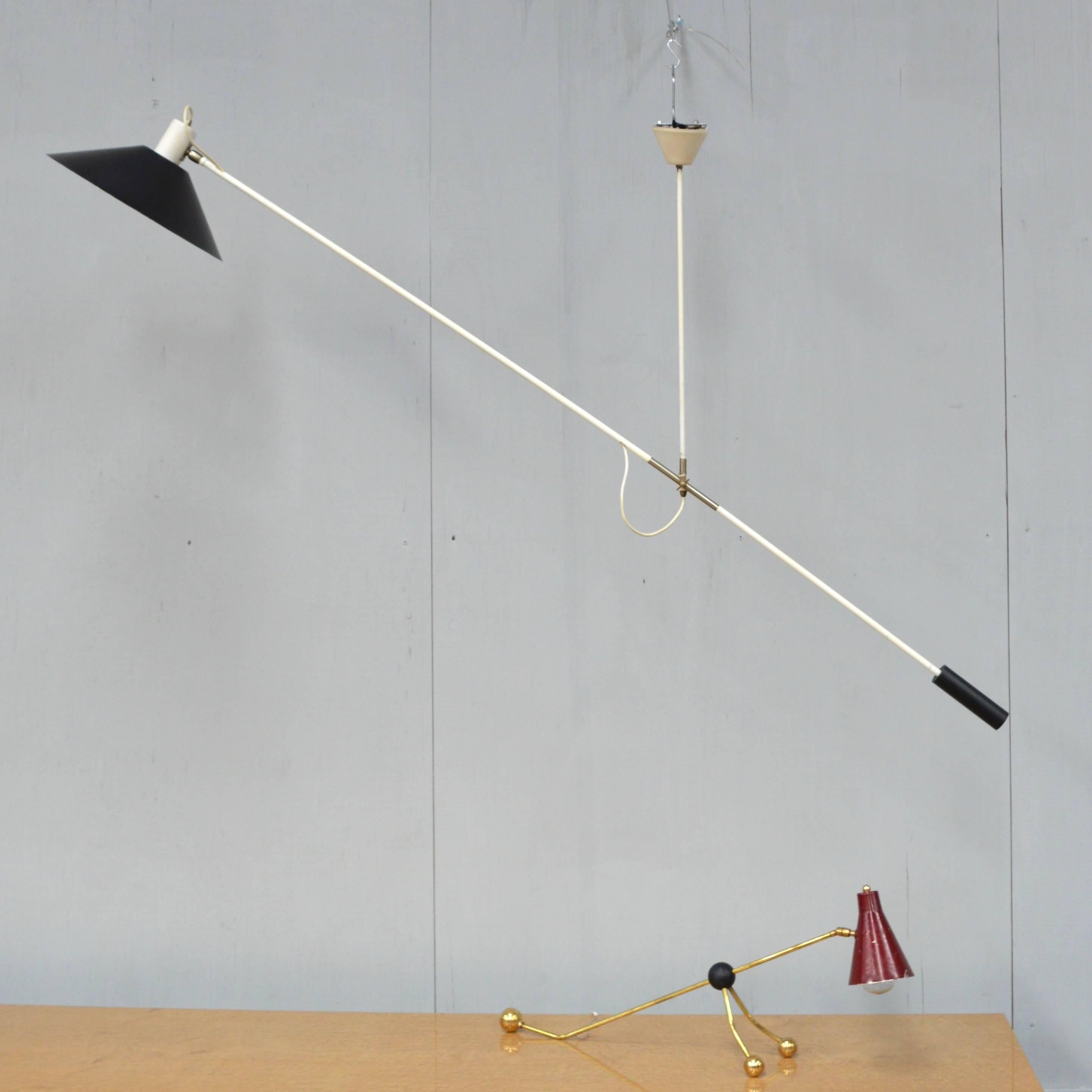 Mid-Century Modern J. J. M. Hoogervorst for Anvia Counter Balance Ceiling Lamp, Netherlands