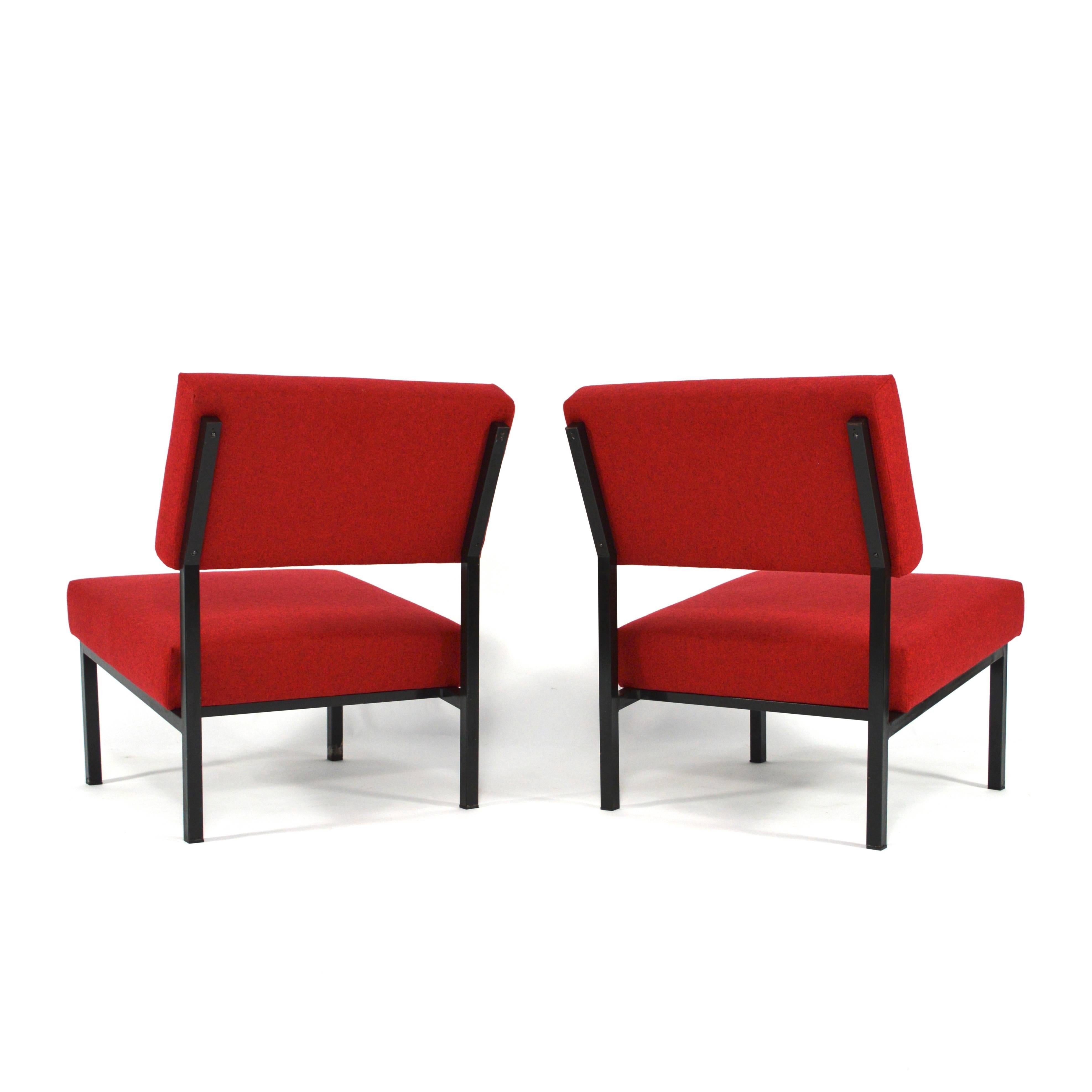 Metal Pair of Gijs Van Der Sluis Lounge Chairs, Netherlands, 1950s