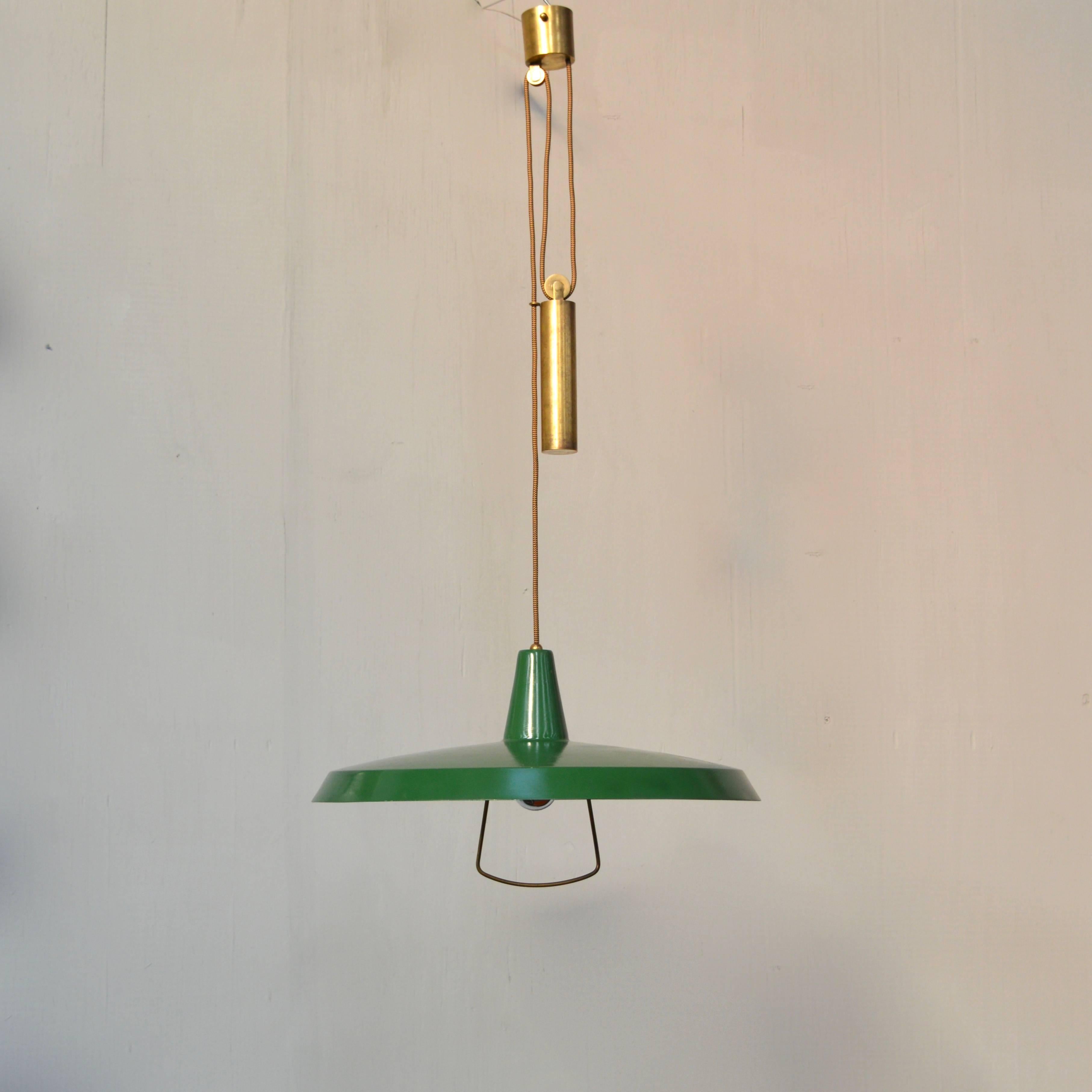 Italian Stilnovo Pendant Counter Balance Ceiling Lamp, Italy, 1950s