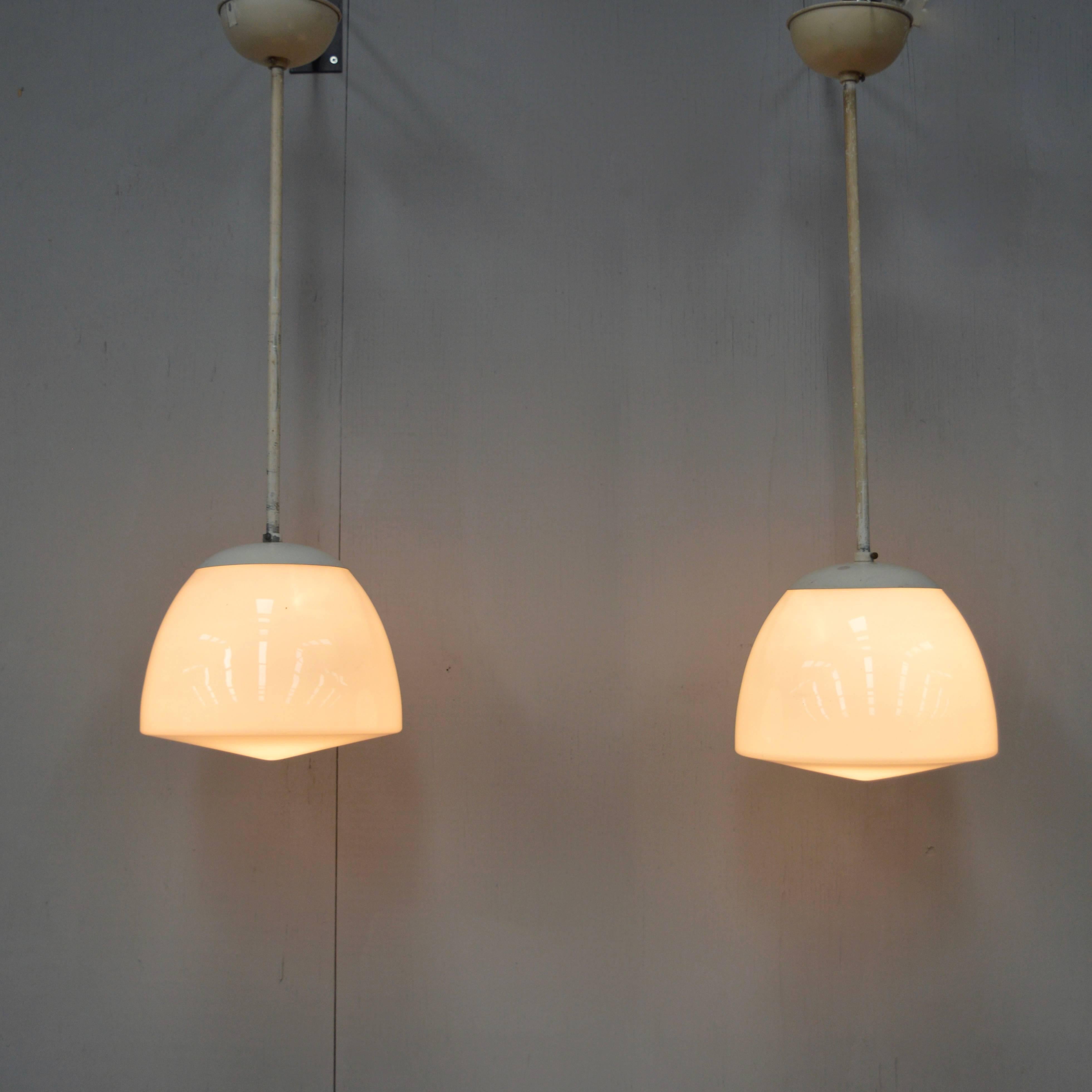 Pair of Early Gispen Pendant Lamps, Netherlands, 1930s-1940s For Sale 3
