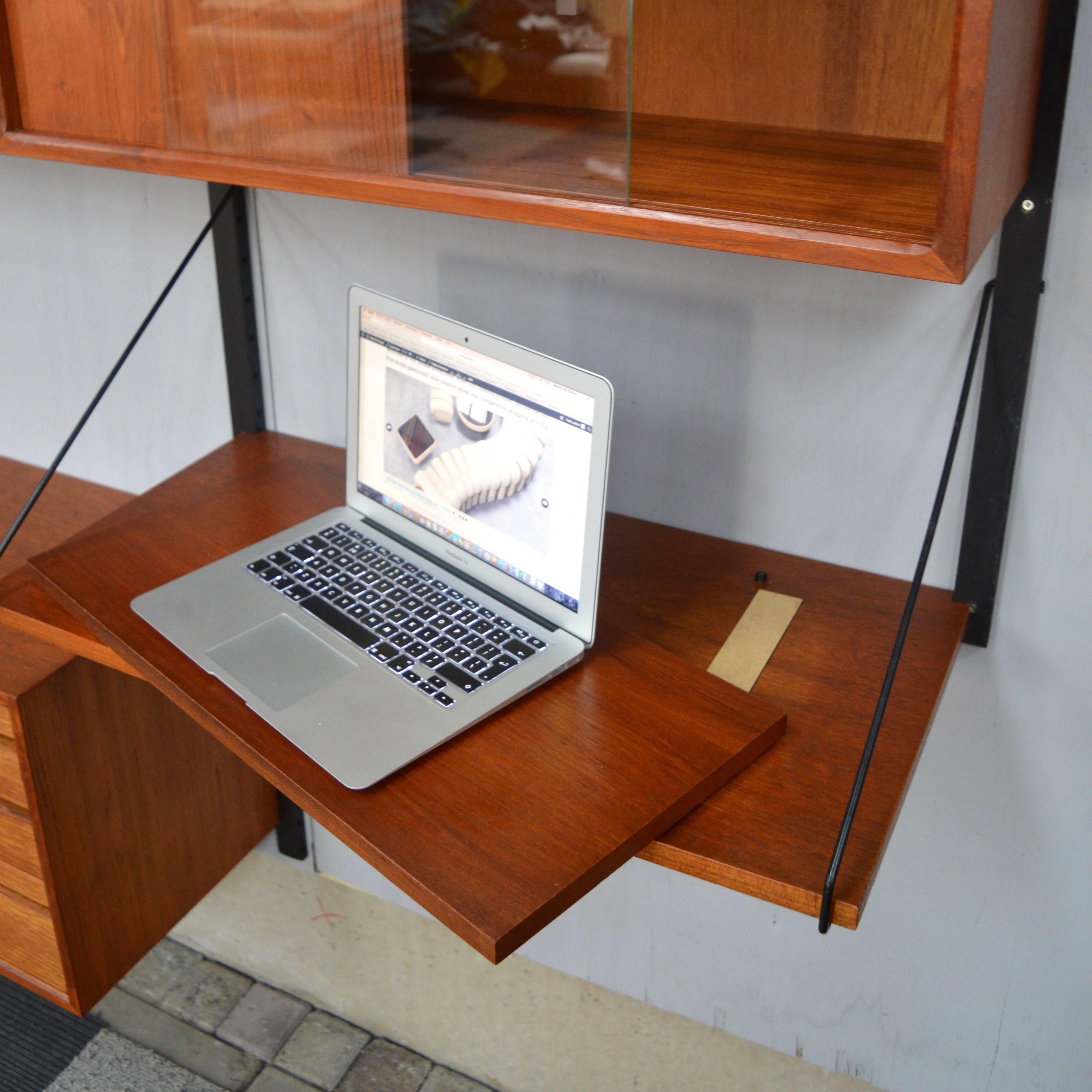 Metal Poul Cadovius Teak Royal Wall Unit, Denmark, circa 1960