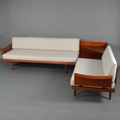 Edvard & Tove Kindt Larsen Teak Daybed Sofa Set and Corner Table, Denmark, 1964