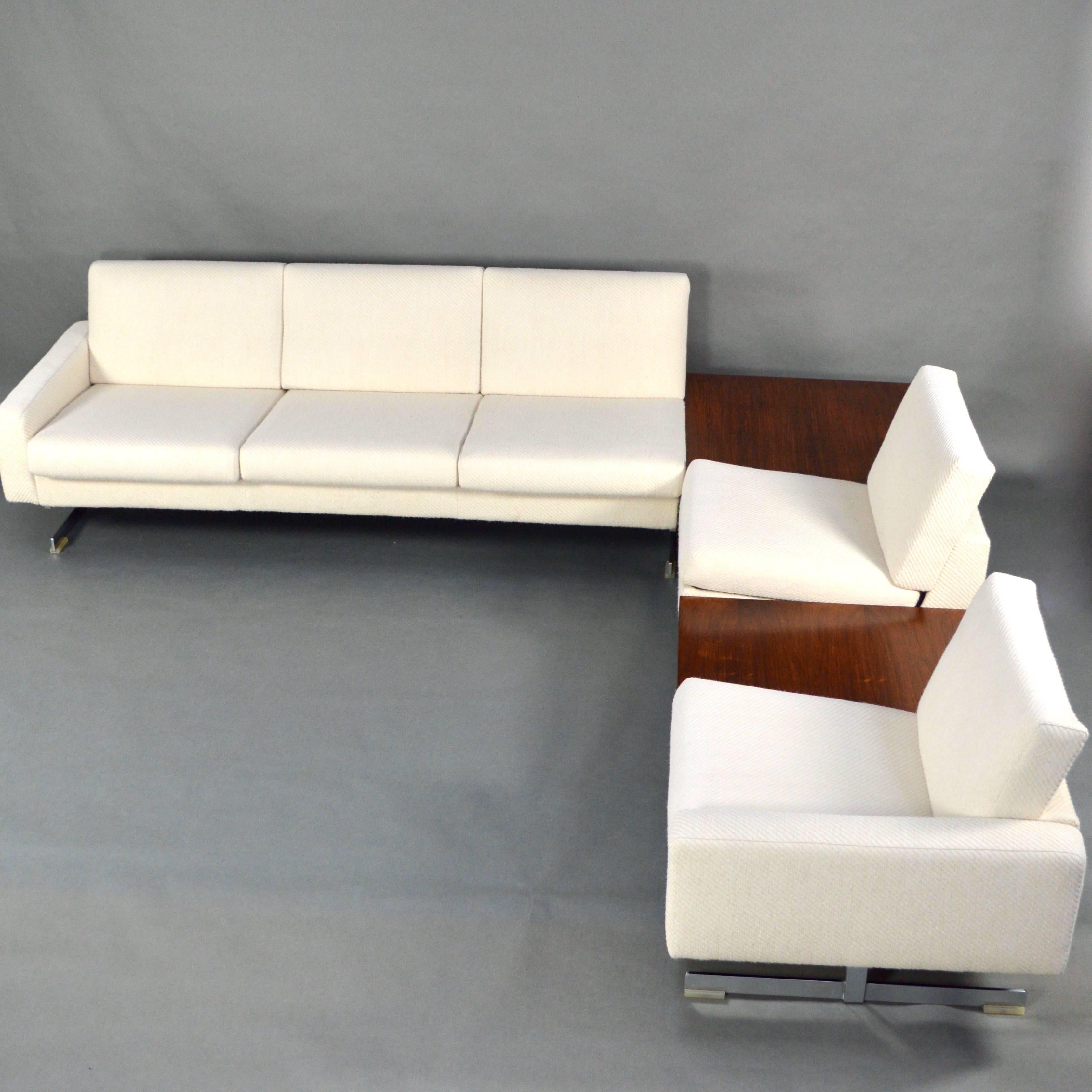 Fabric Rolf Benz 1st Edition Pluraform Sofa with Rosewood Coffee Tables, 1964