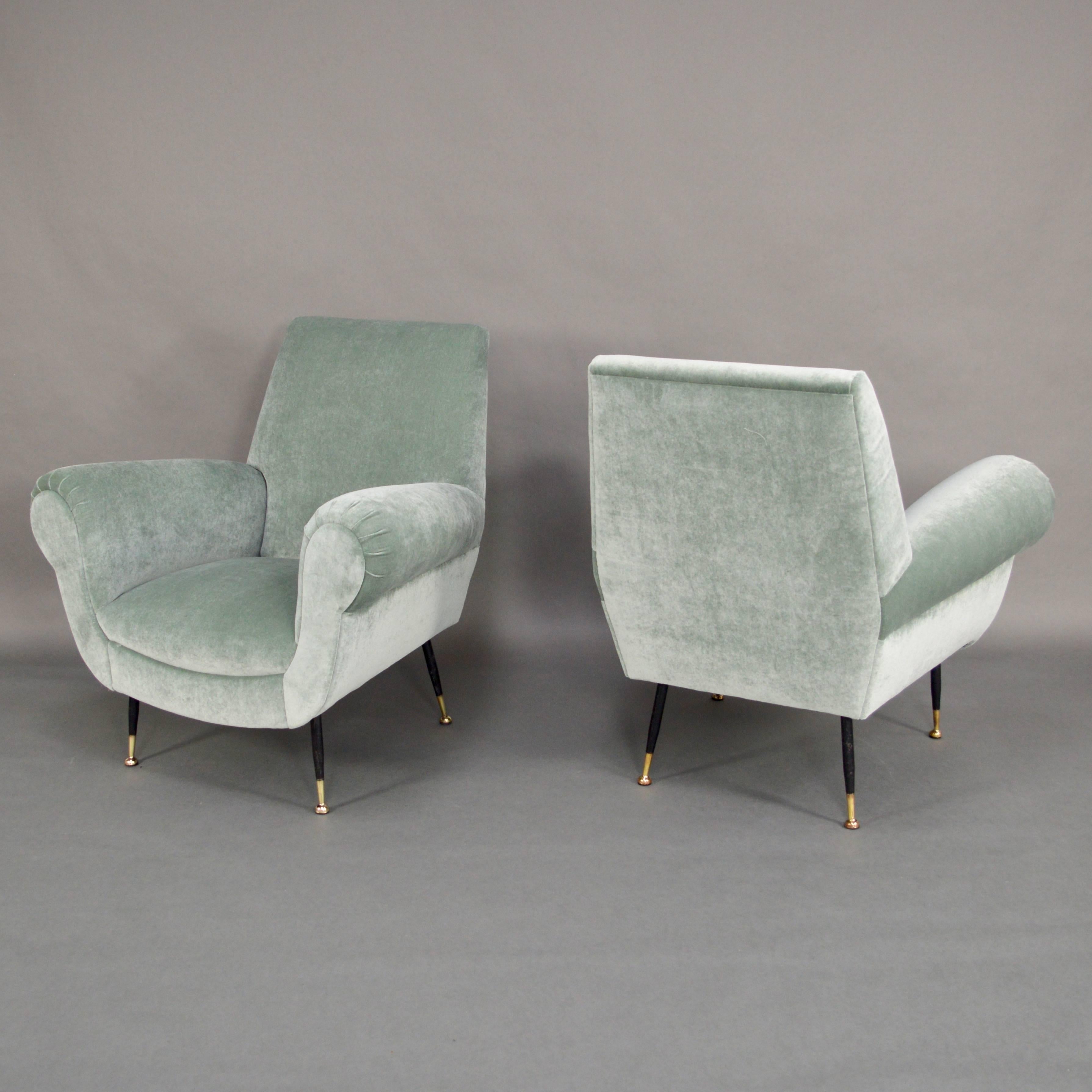 Italian Pair of Gigi Radice Club Lounge Chairs for Minotti, Italy, 1950s