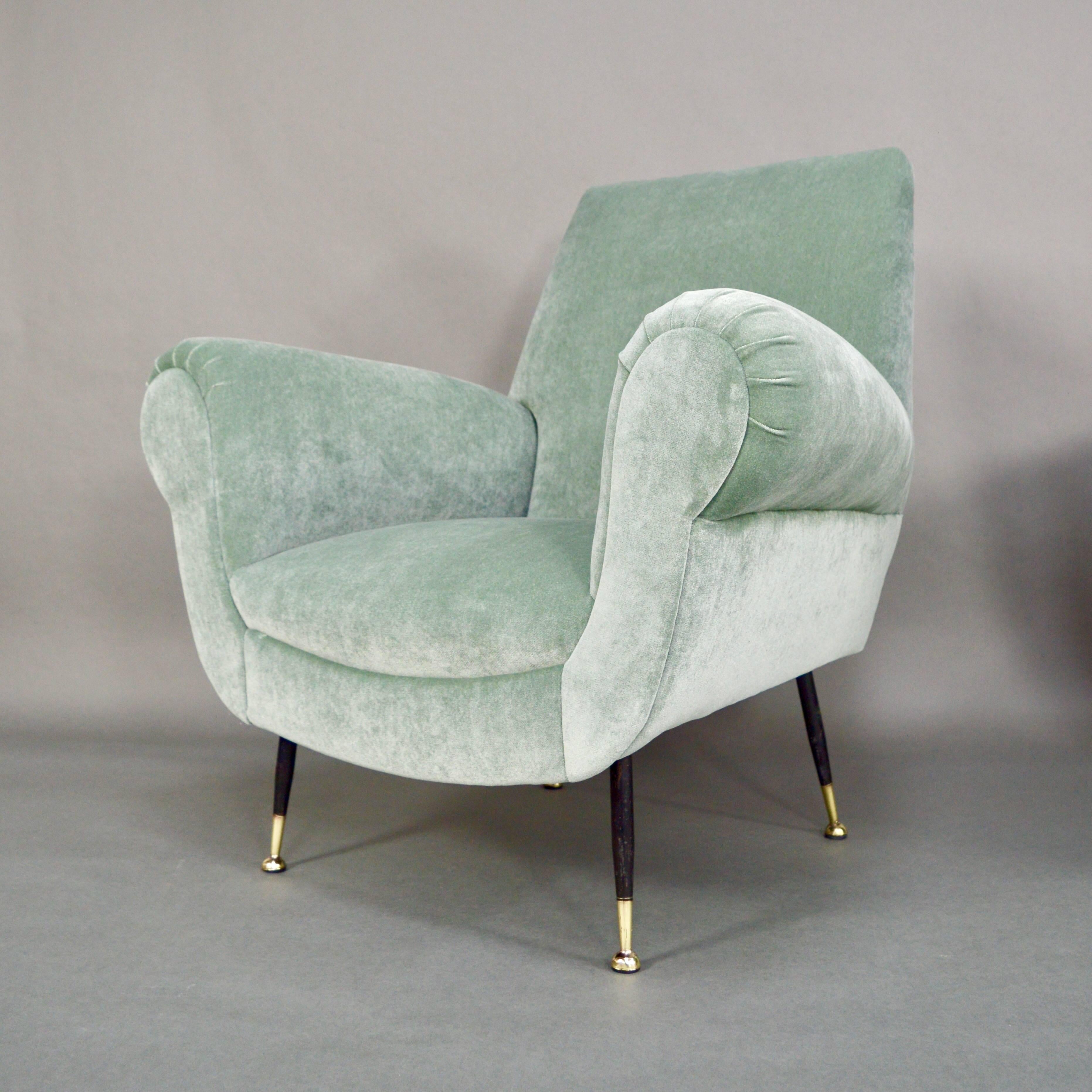 Mid-Century Modern Pair of Gigi Radice Club Lounge Chairs for Minotti, Italy, 1950s