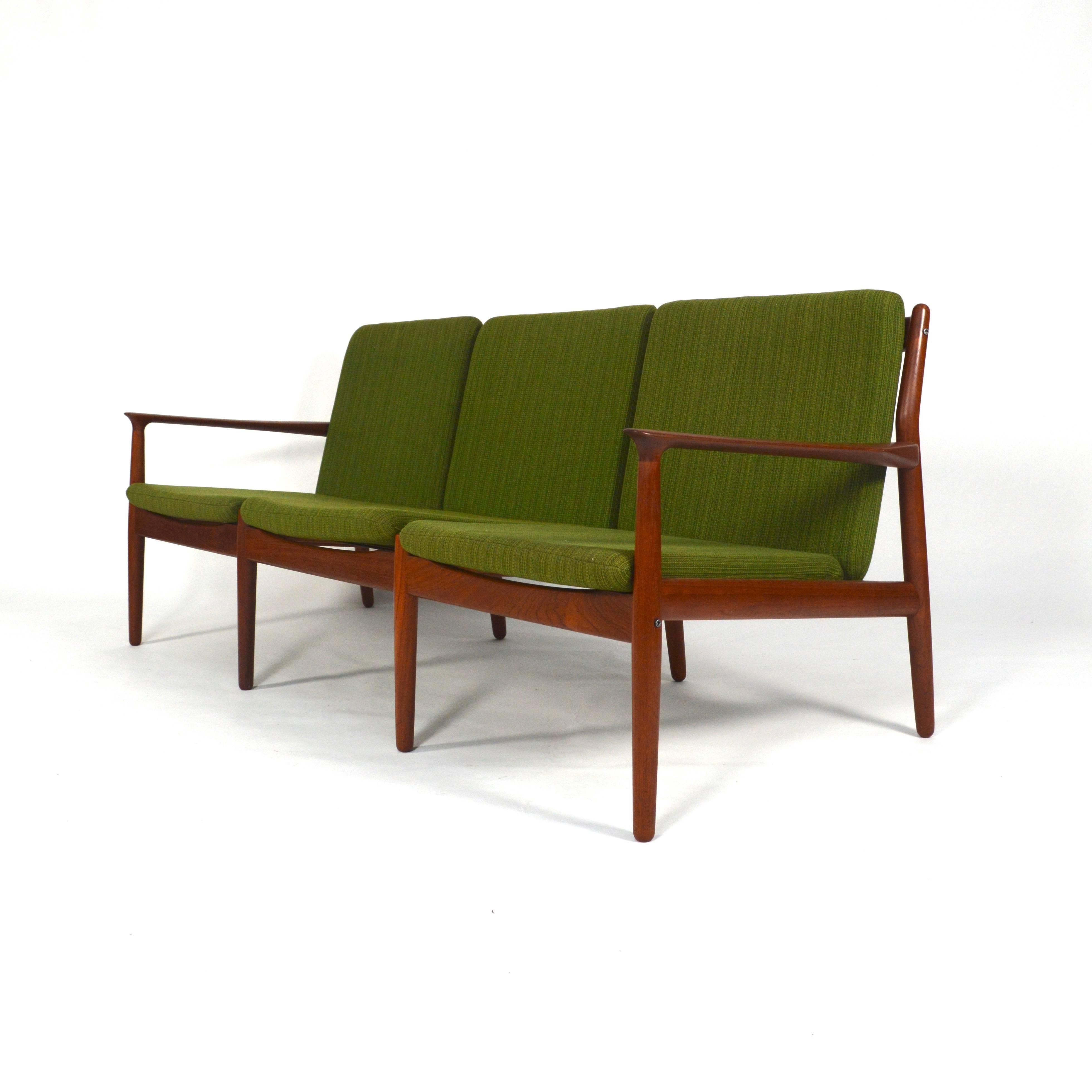 Danish Grete Jalk Three-Seat Teak Sofa for Glostrup, Denmark, 1960s