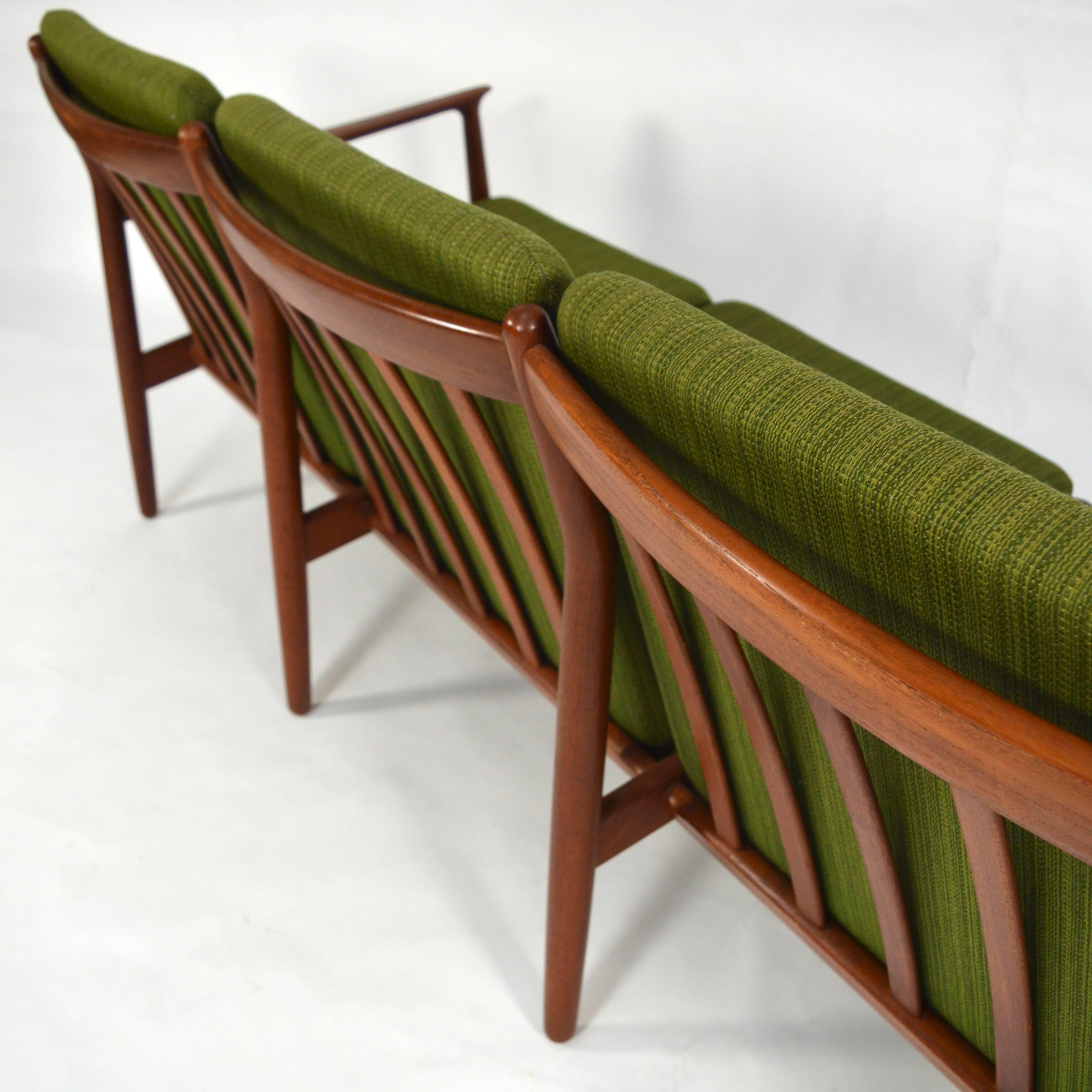 Grete Jalk Three-Seat Teak Sofa for Glostrup, Denmark, 1960s 1