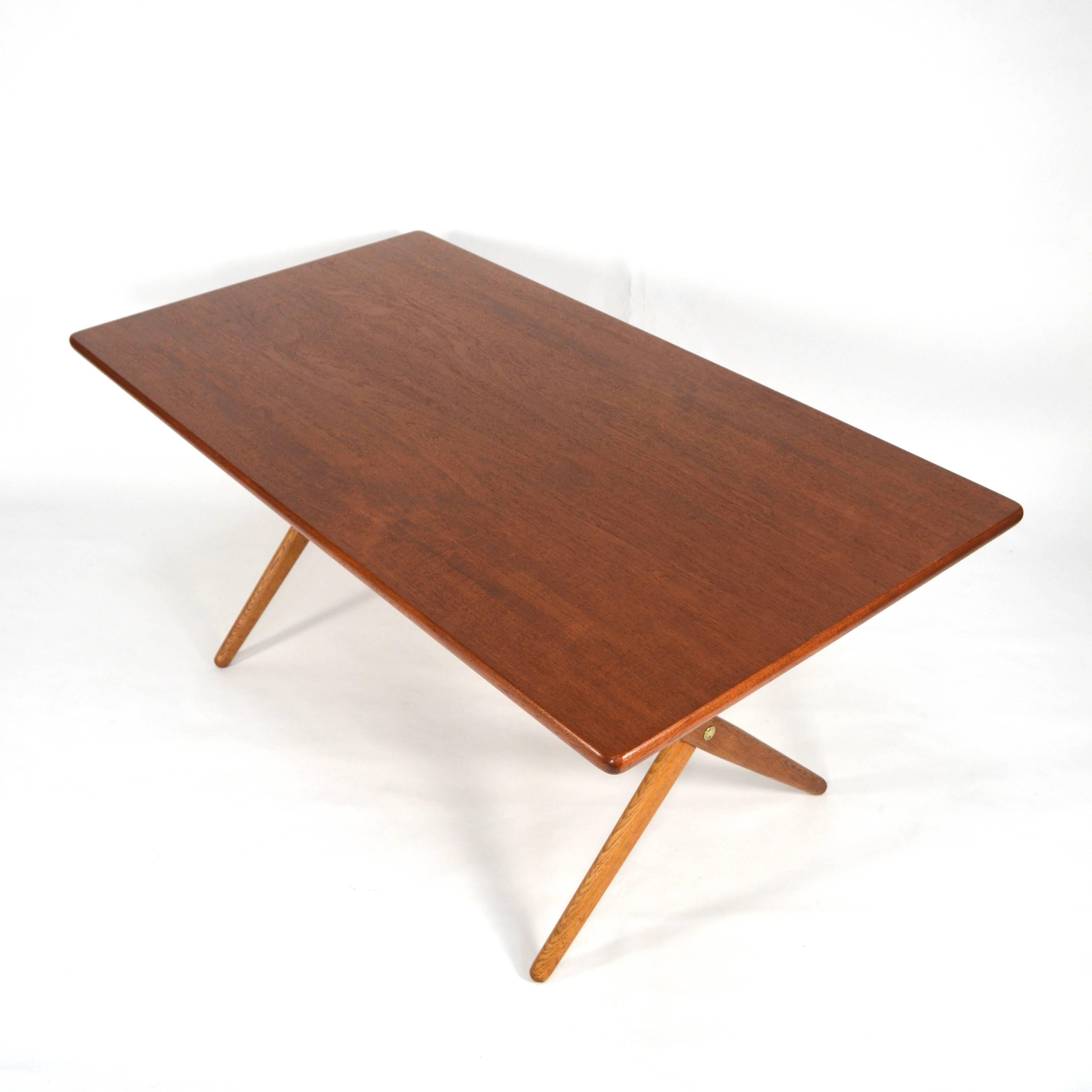 Brass Hans J. Wegner Dining Set Table AT303 and Sawbuck Chairs