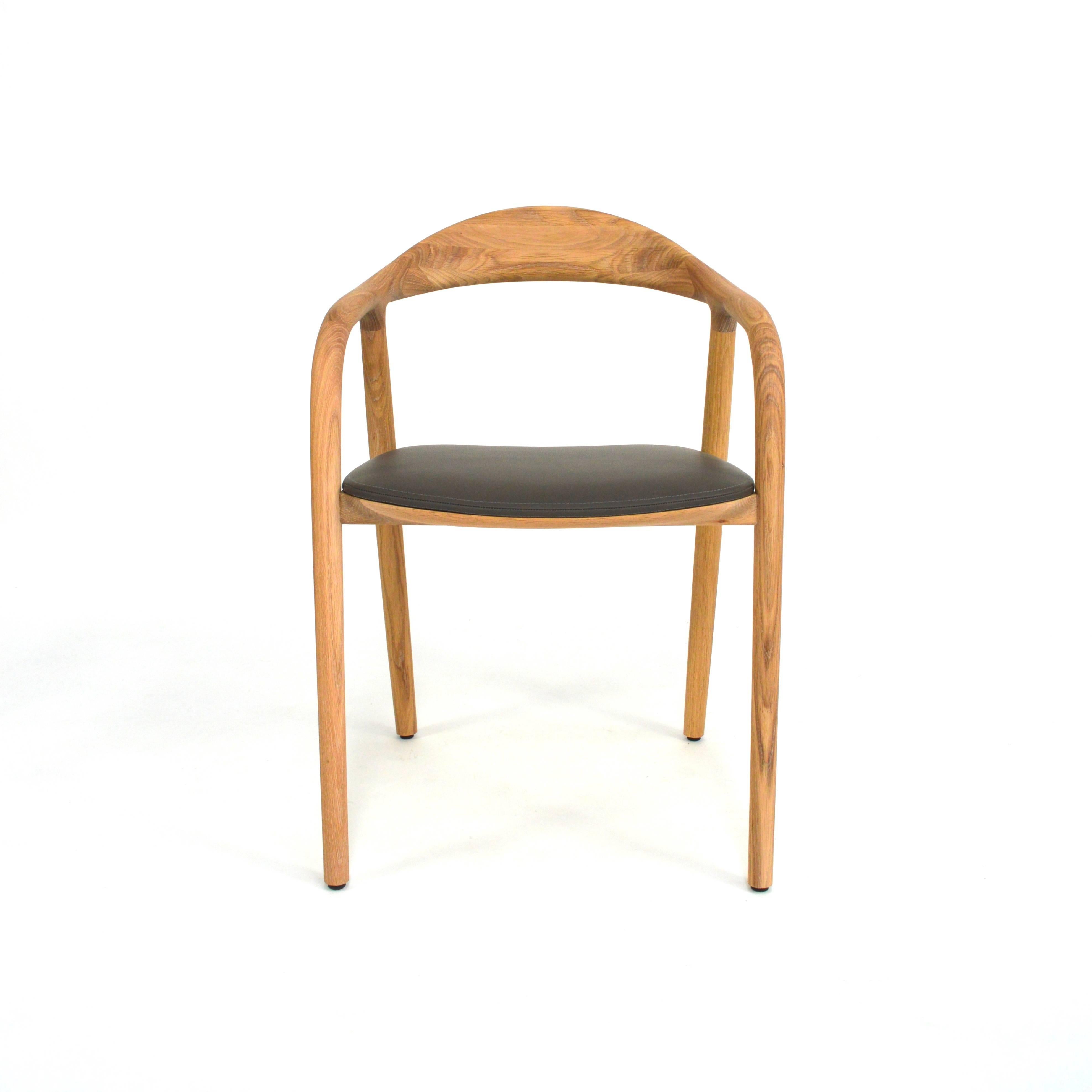 Manufactured to order in all quantities and different types of wood, like American or European walnut, pear, elm, oak, cherry and maple. And different colors leather or Kvadrat fabrics (Steelcut Trio 2). 
Absolutely gorgeous dining chairs by