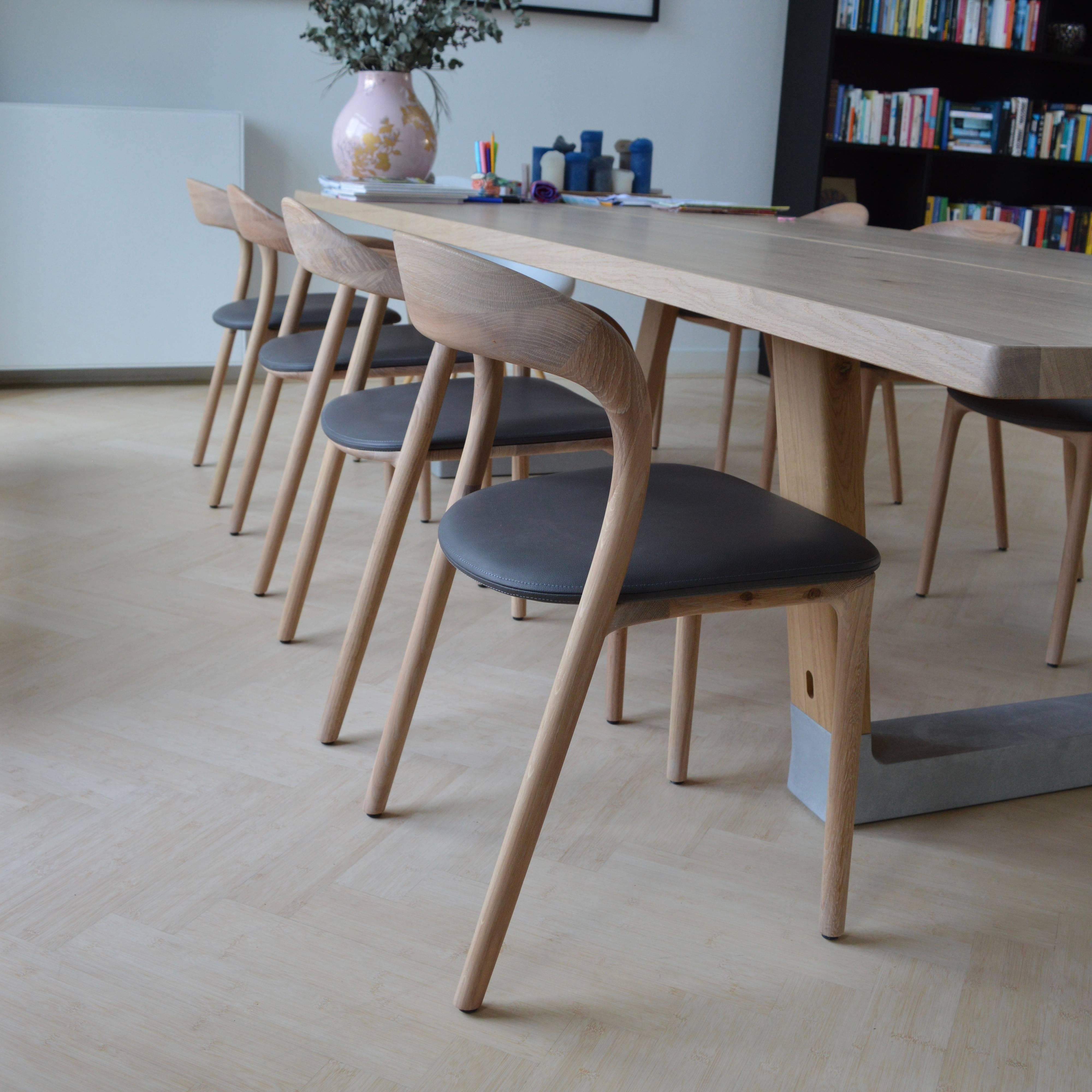 Artisan 'Neva' Dining Chairs in Oak and Leather 1