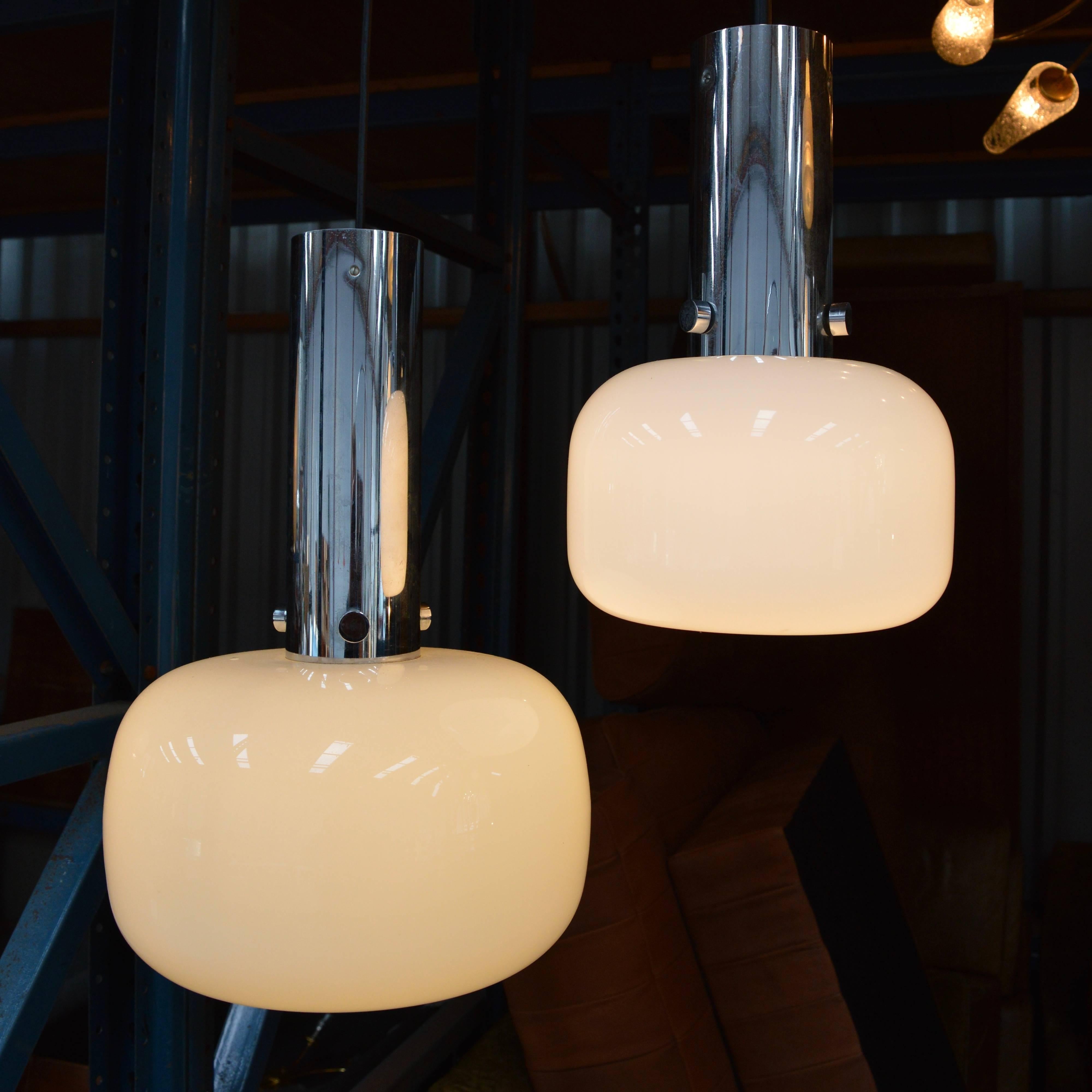Pair of Glashutte Limburg Pendant Lamps, Germany, 1970s In Excellent Condition In Pijnacker, Zuid-Holland