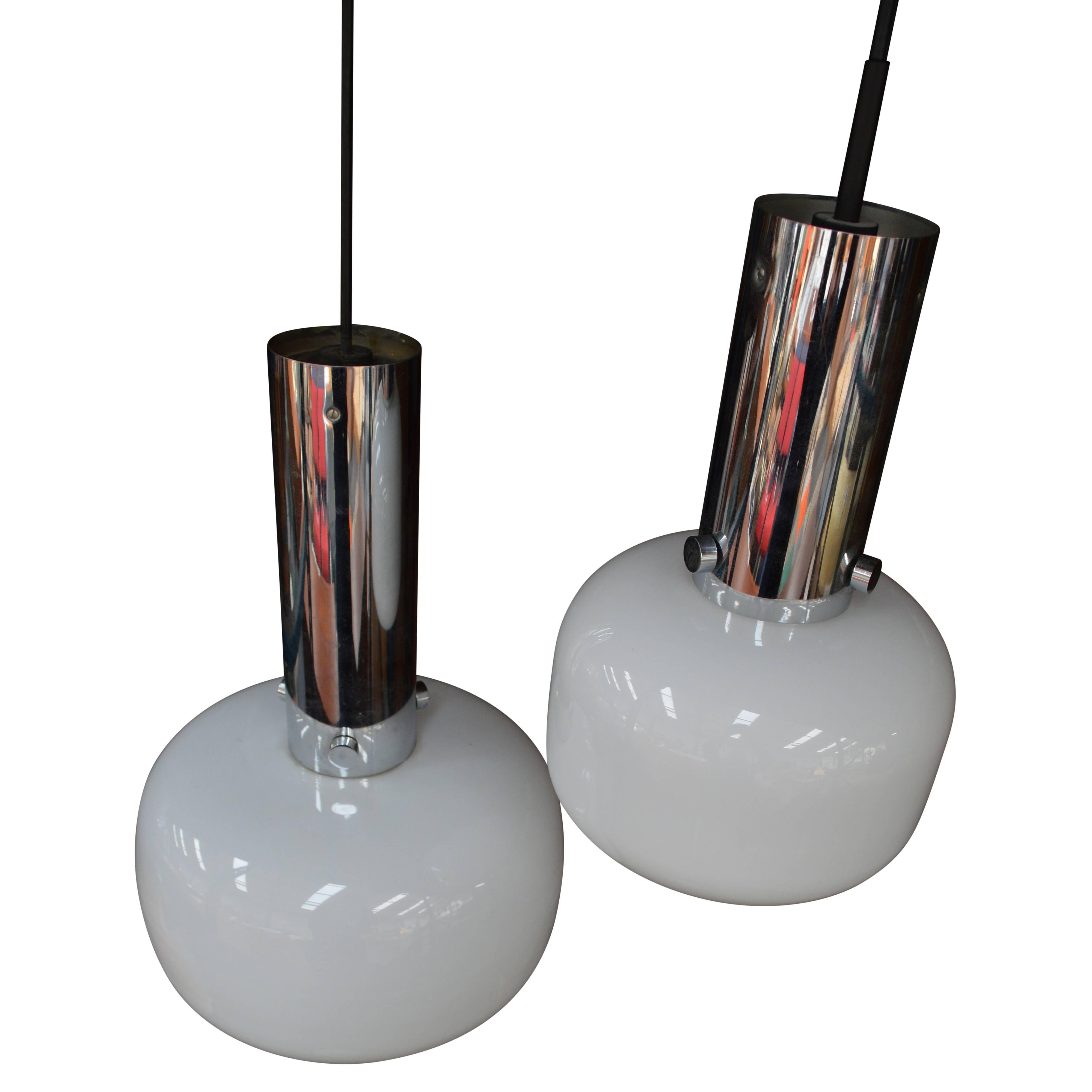 Pair of Glashutte Limburg Pendant Lamps, Germany, 1970s 3