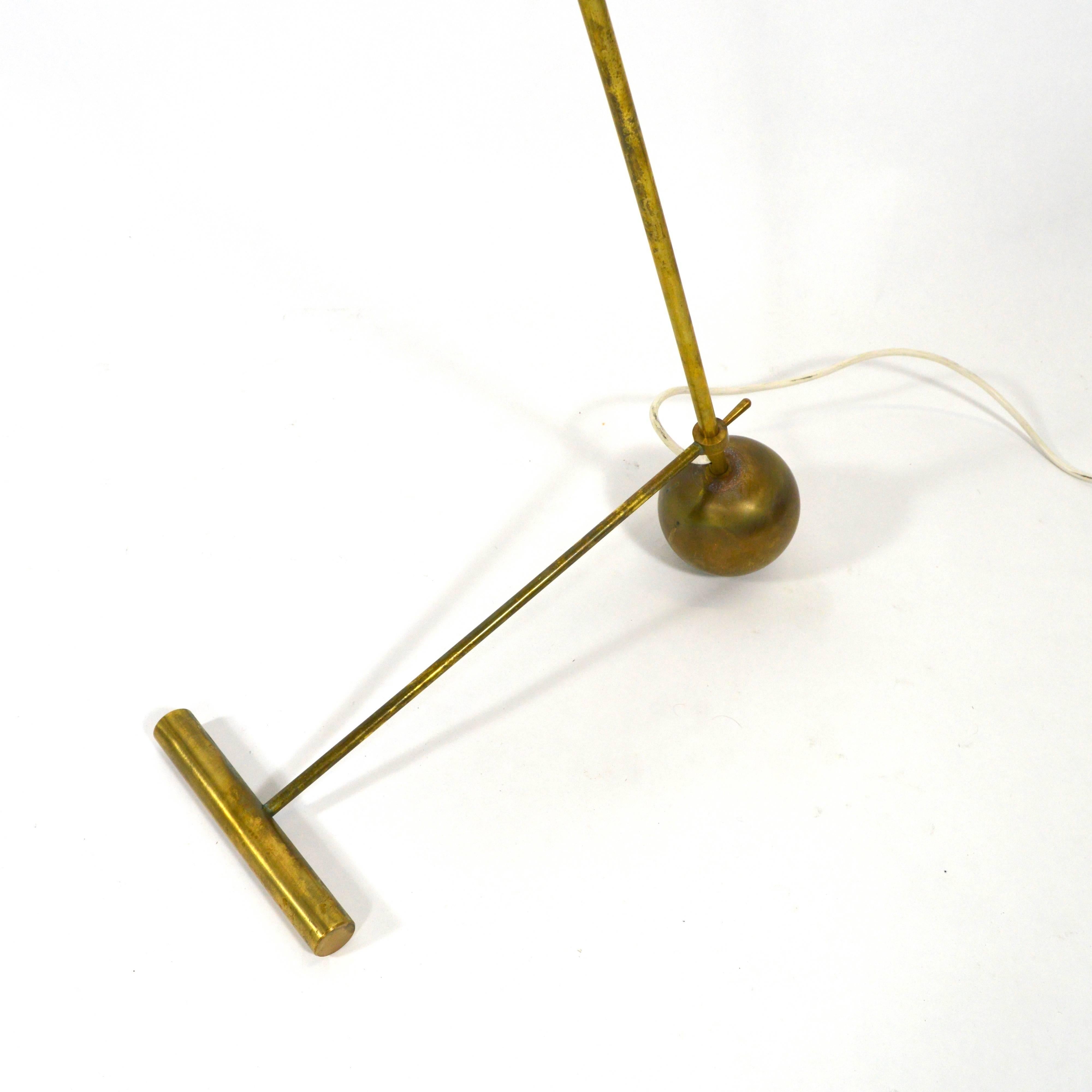 Italian Stilnovo Style Brass and Enamel Floor Lamp 3