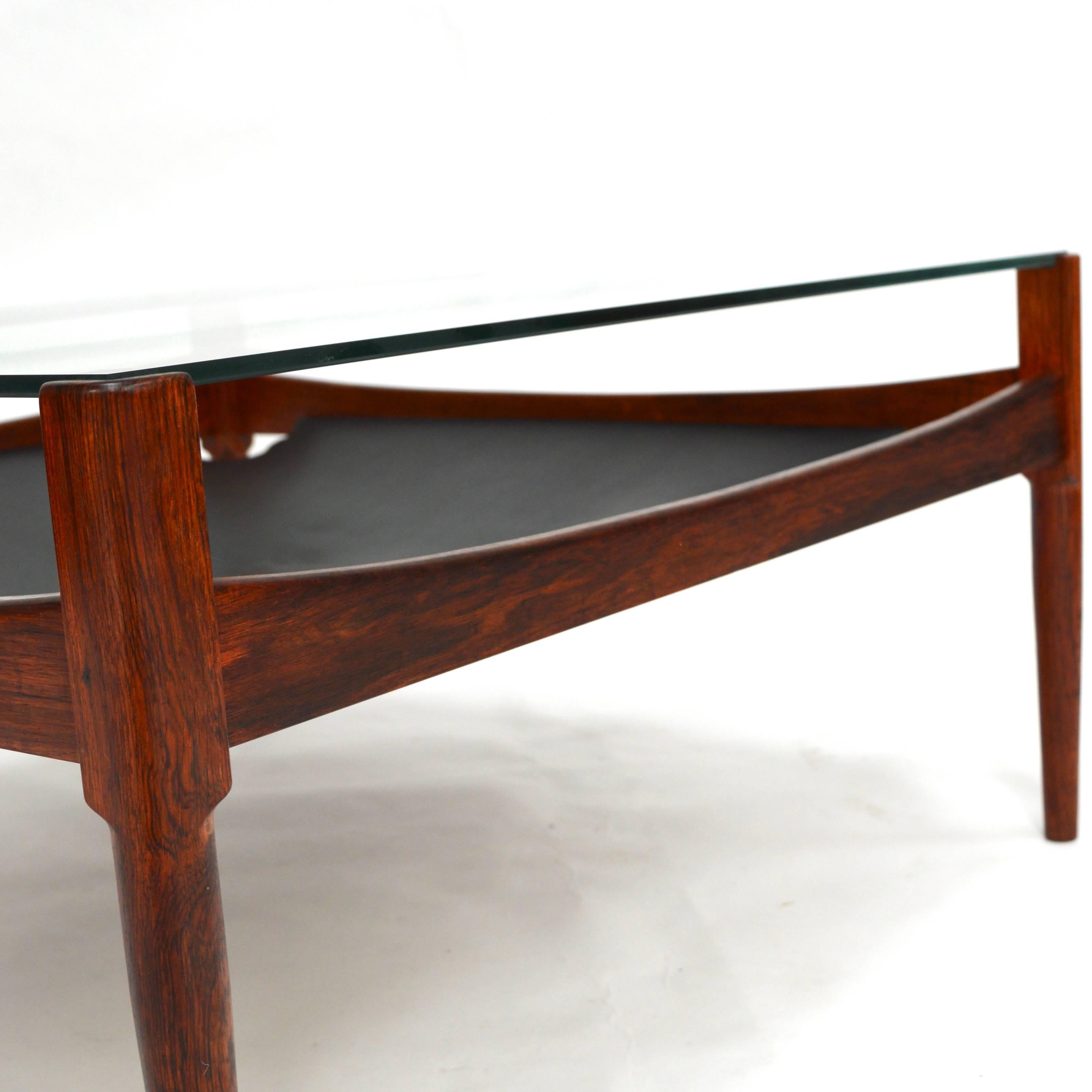 Kristian Vedel Leather and Brazilian Rosewood Coffee Table 1
