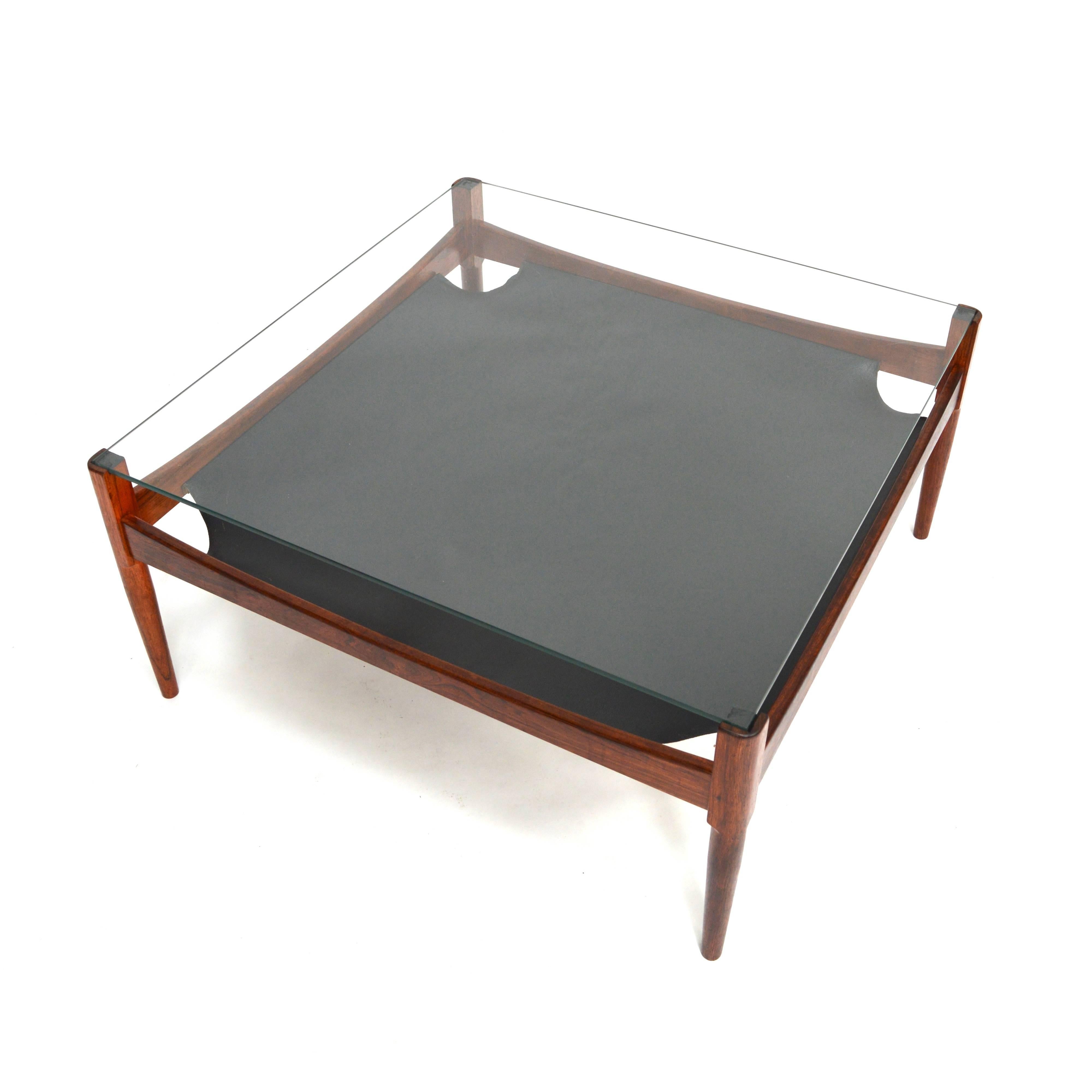 Danish Kristian Vedel Leather and Brazilian Rosewood Coffee Table