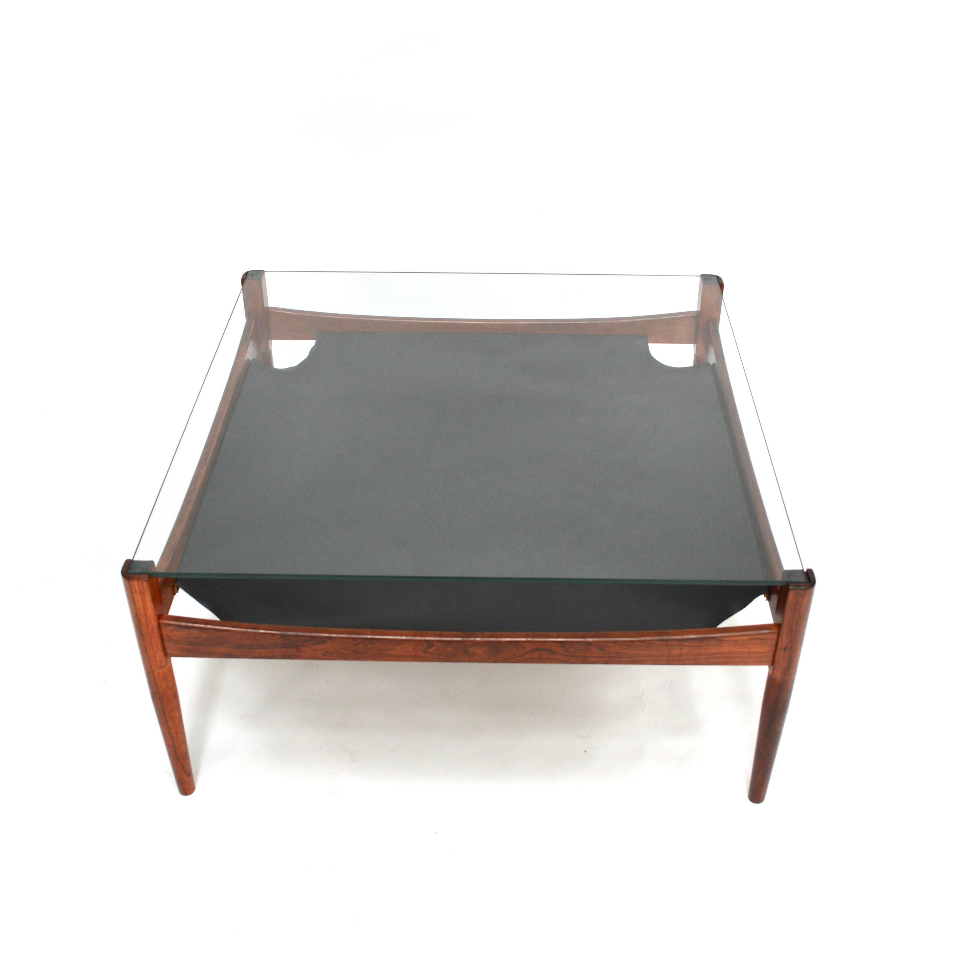 Mid-20th Century Kristian Vedel Leather and Brazilian Rosewood Coffee Table
