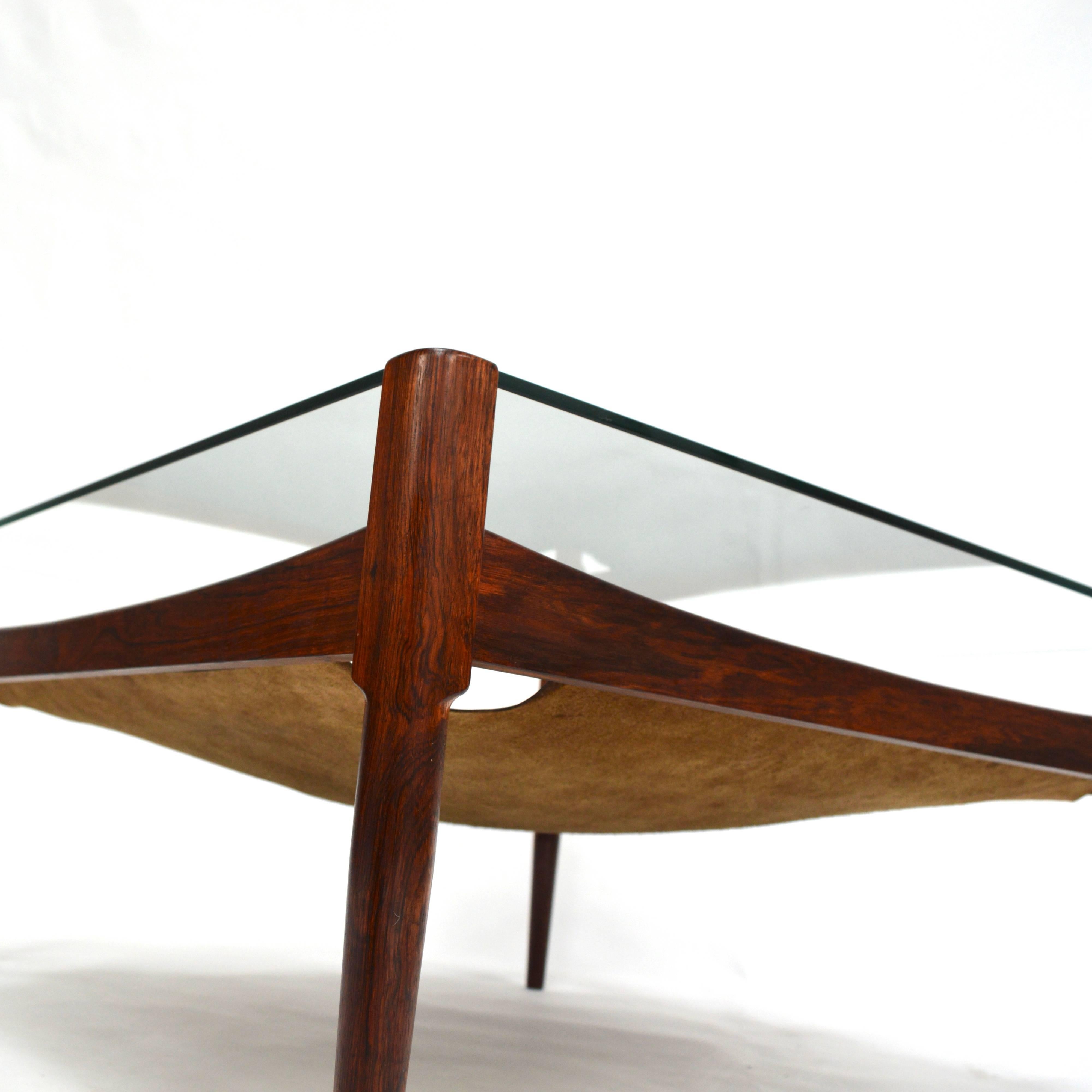 Kristian Vedel Leather and Brazilian Rosewood Coffee Table 3