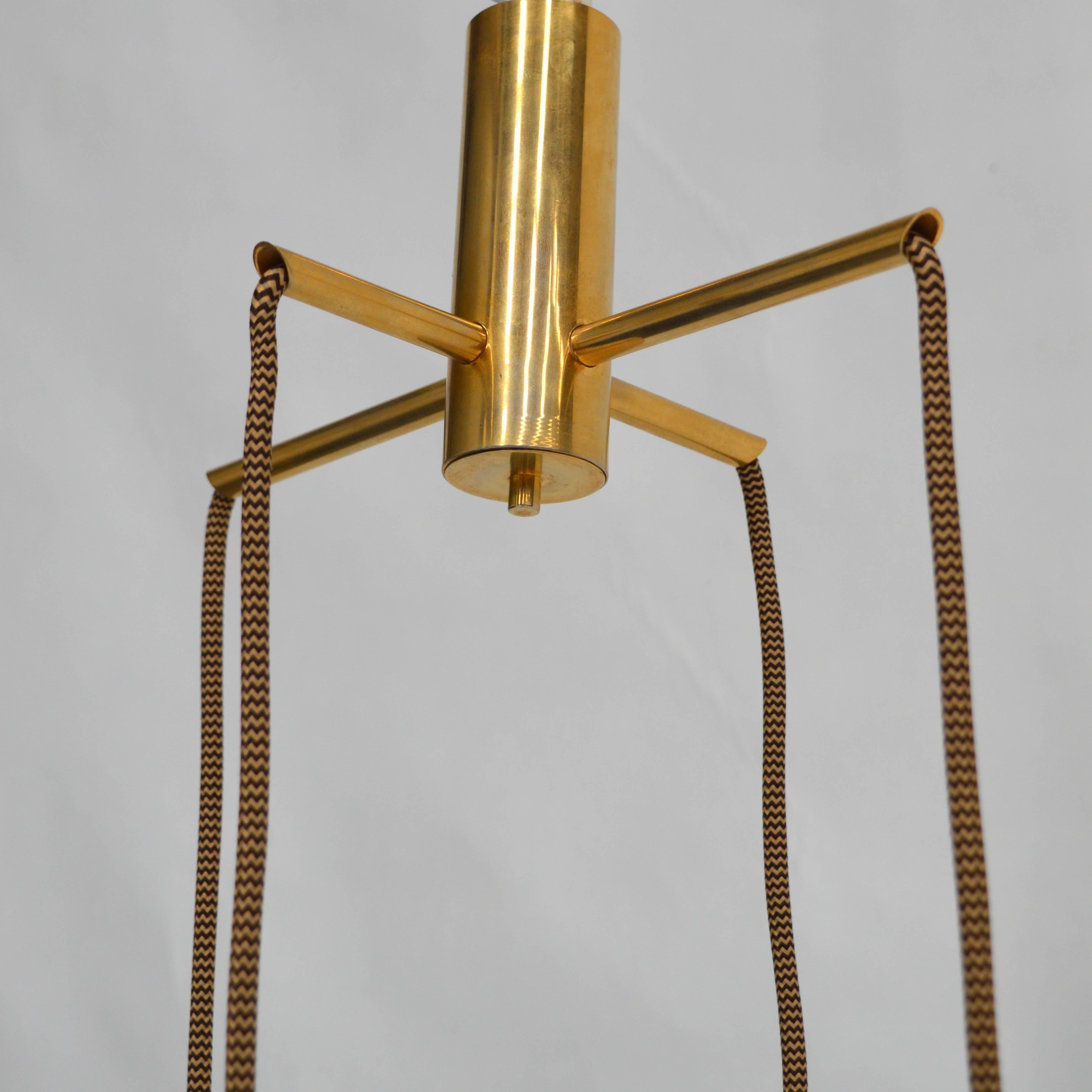 Brass Very Rare Flavio Poli 'Cube' Pendant Lamp for Seguso, Italy, 1950s