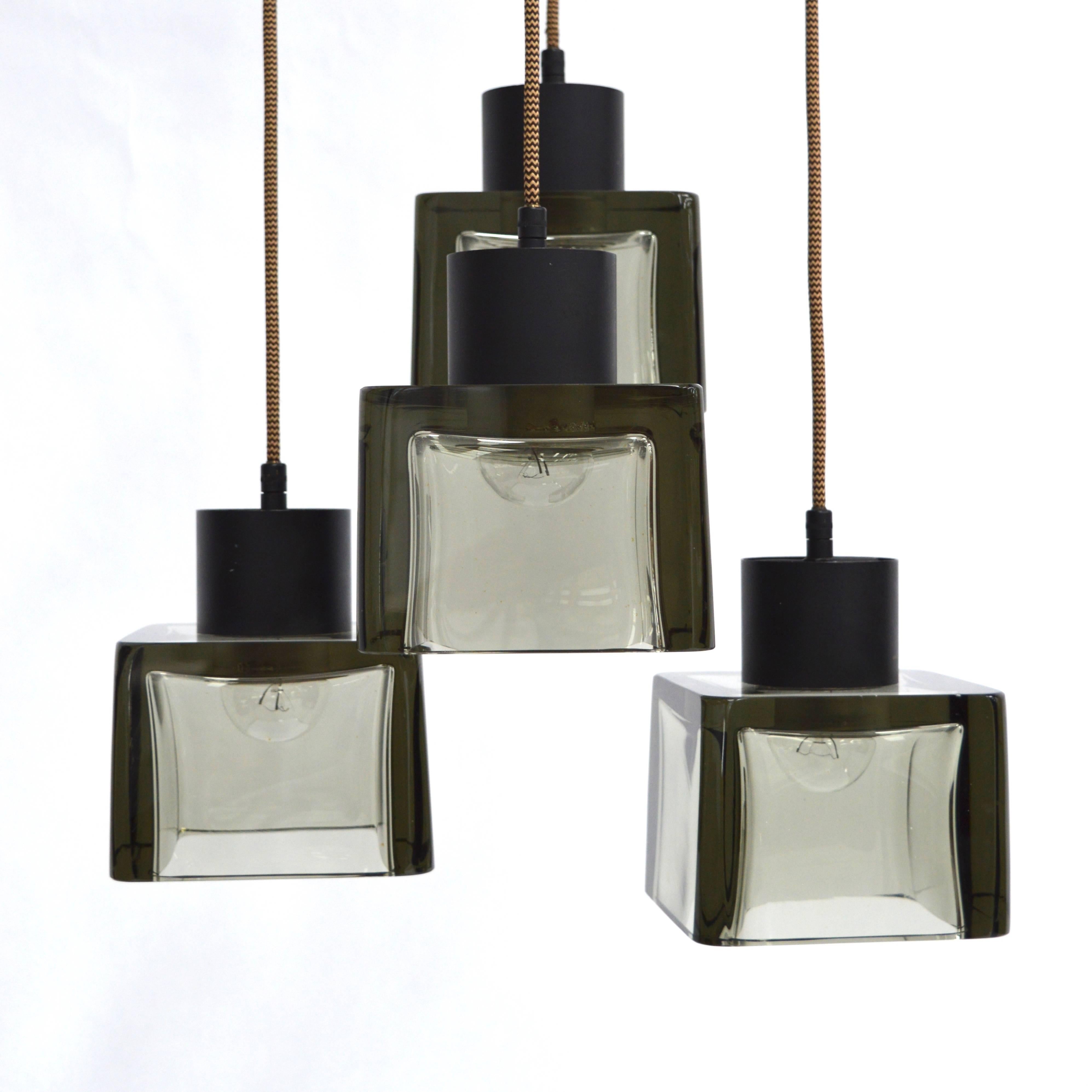 Very Rare Flavio Poli 'Cube' Pendant Lamp for Seguso, Italy, 1950s In Excellent Condition In Pijnacker, Zuid-Holland
