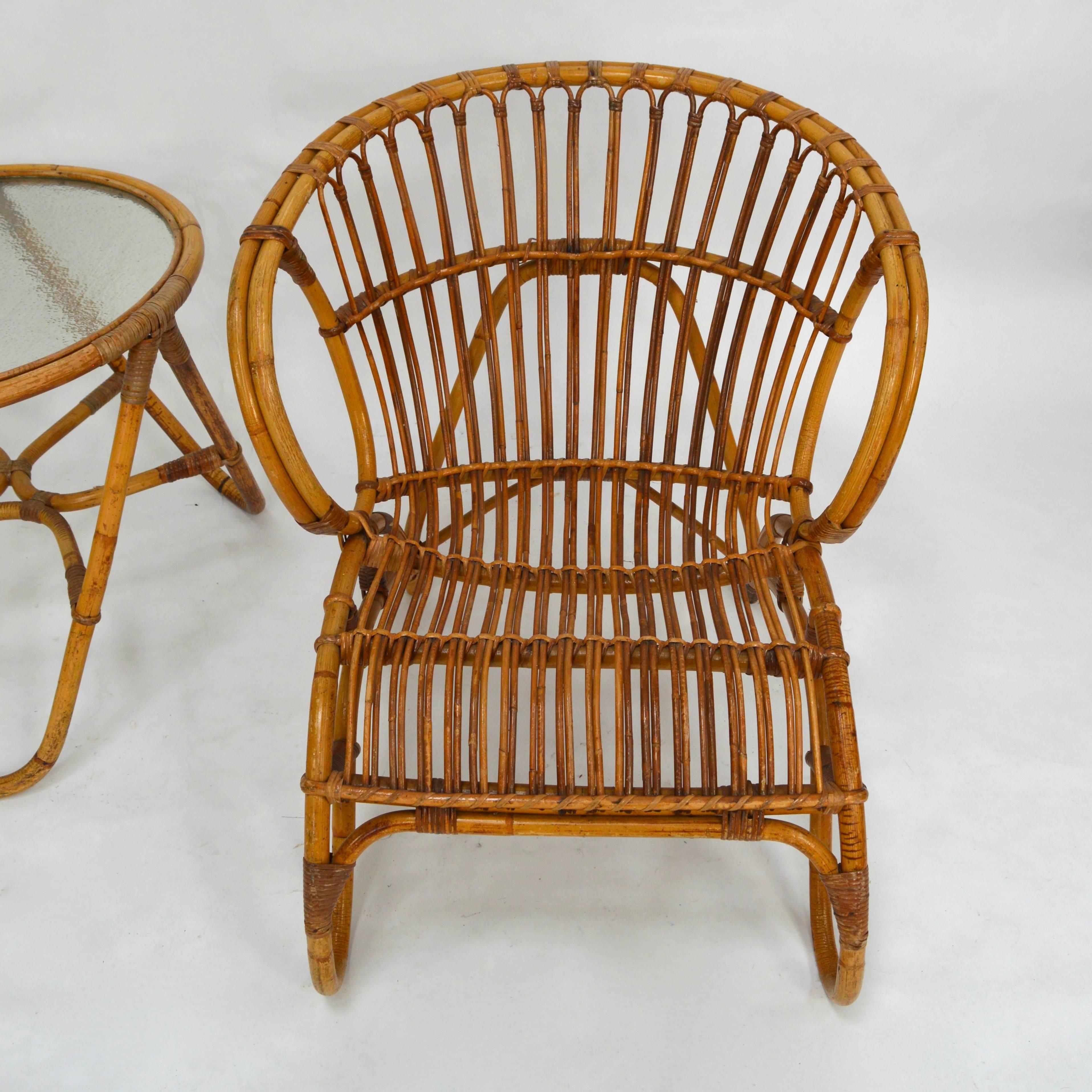 Viggo Boesen Style Rattan Lounge Set by Rohe, 1950s 2