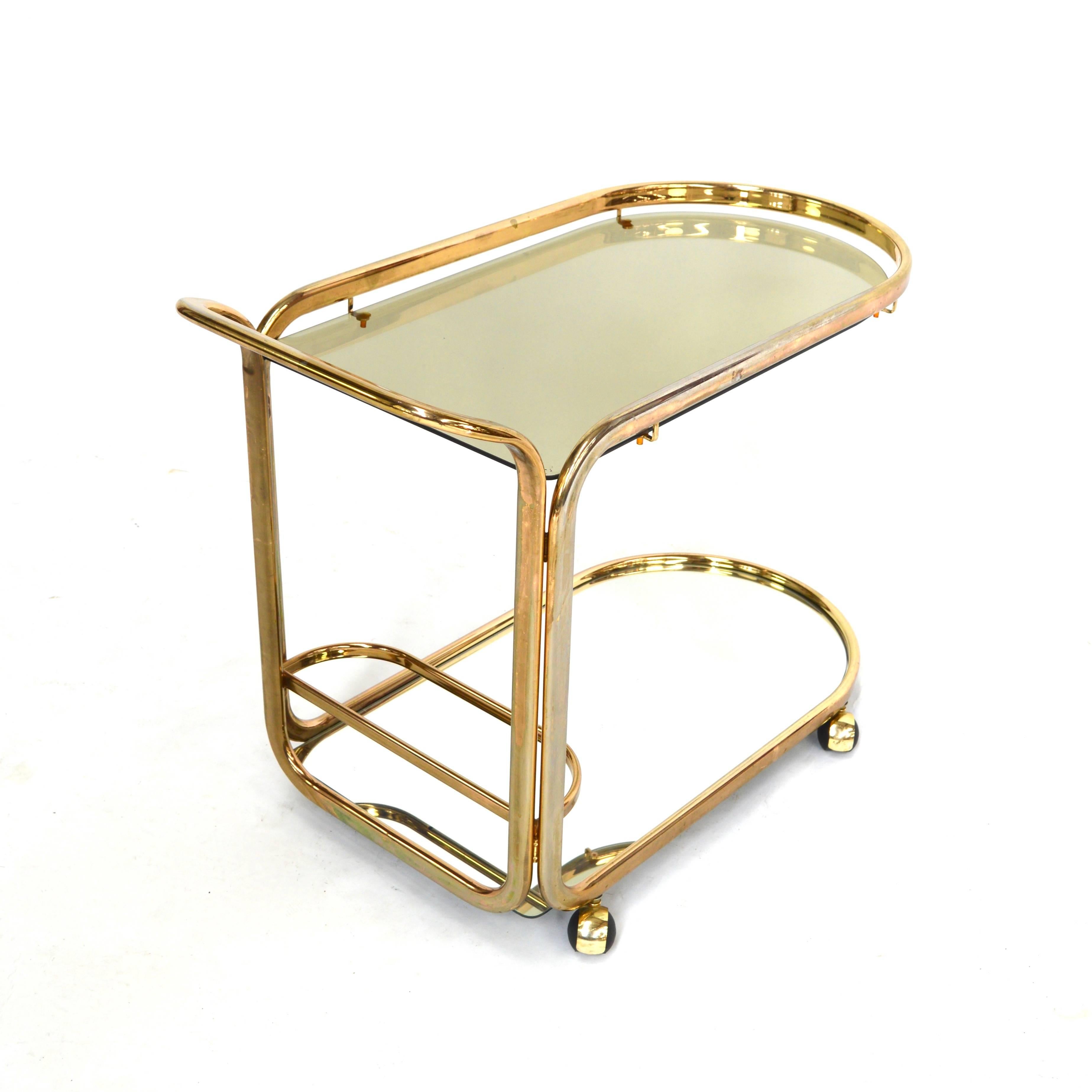 Italian Bar Cart or Serving Trolley in Gold, 1970s 1