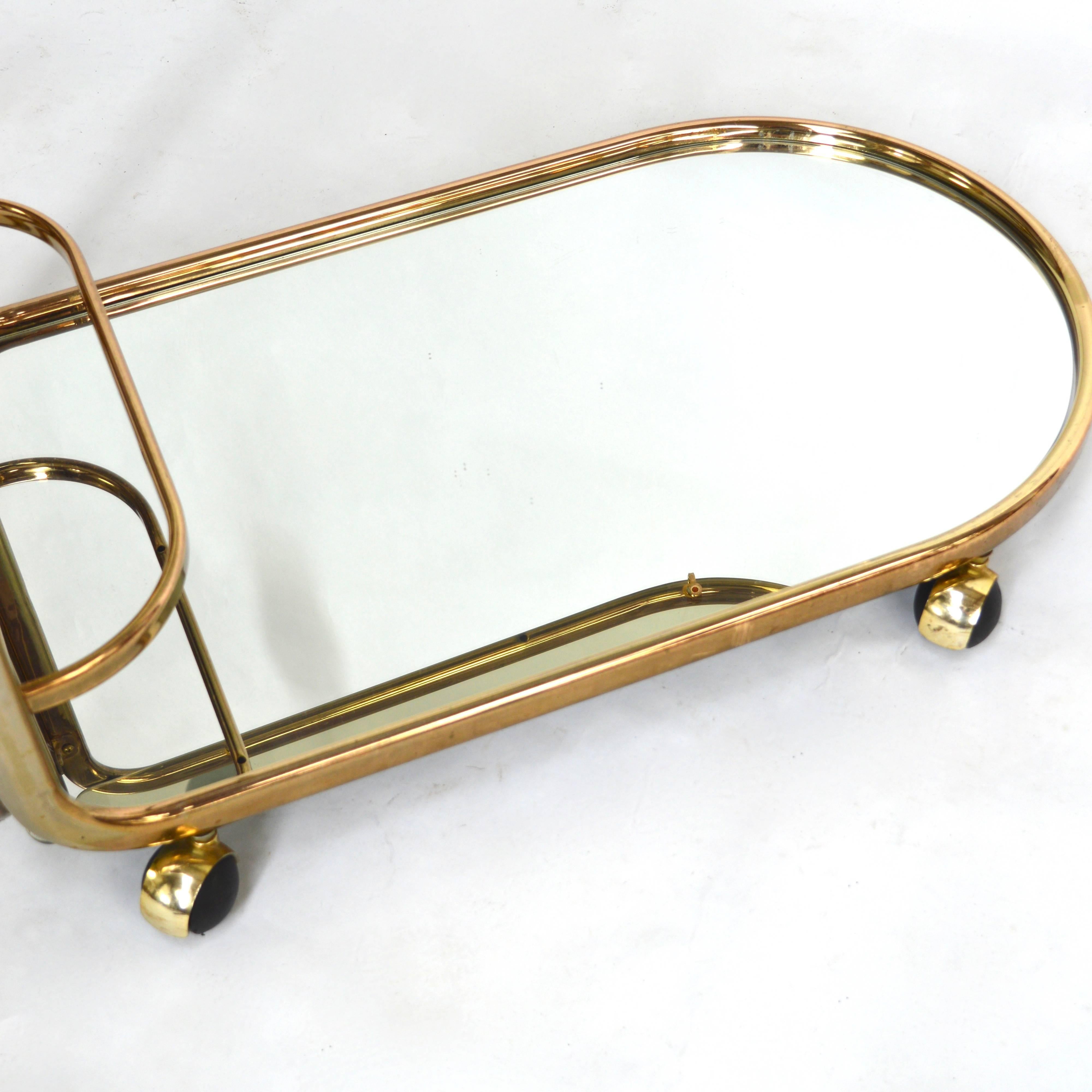 Italian Bar Cart or Serving Trolley in Gold, 1970s 3