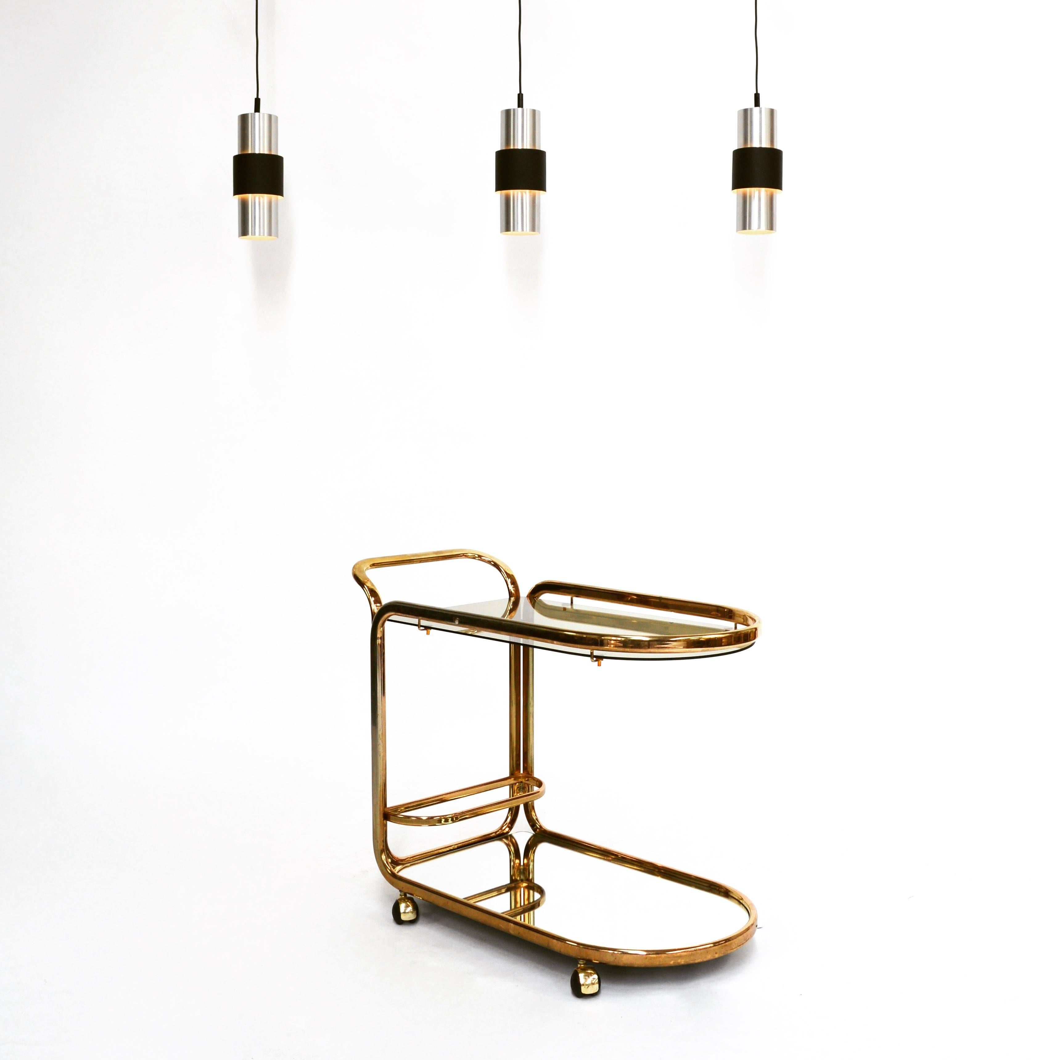 Mid-Century Modern Italian Bar Cart or Serving Trolley in Gold, 1970s