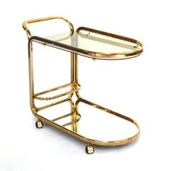 Italian Bar Cart or Serving Trolley in Gold, 1970s