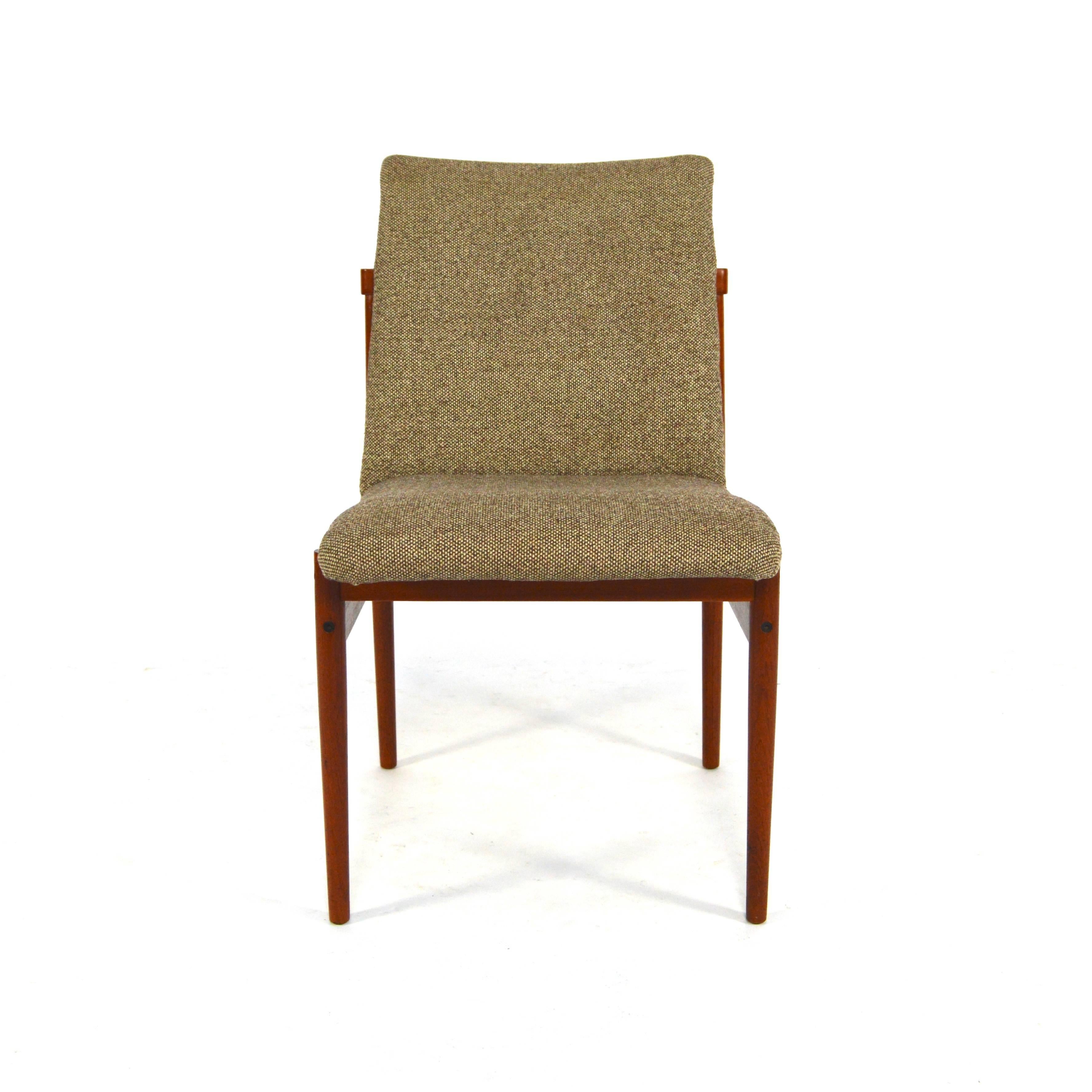 Fabric Set of Four Teak Dining Chairs by Thereca, 1960s