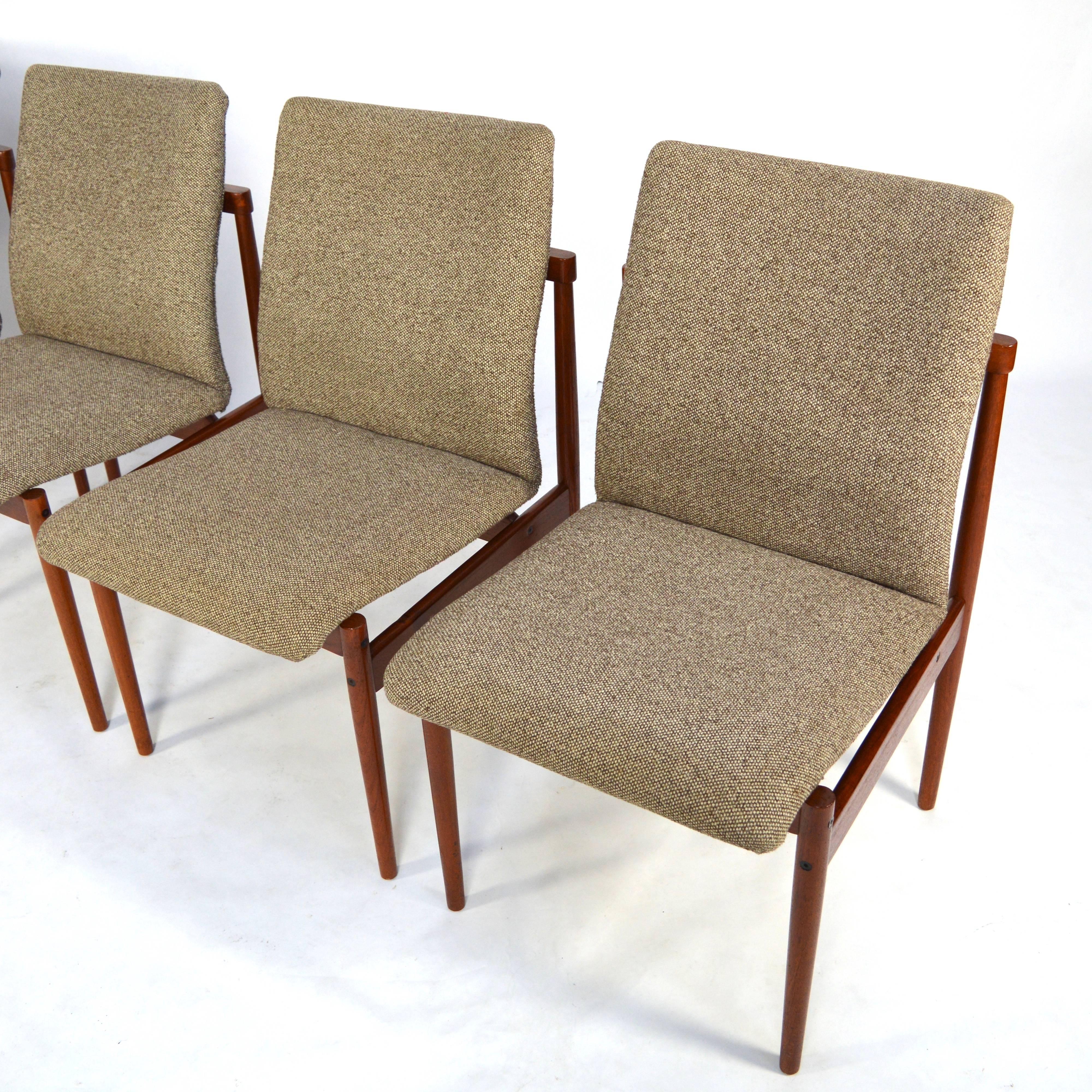 Mid-Century Modern Set of Four Teak Dining Chairs by Thereca, 1960s