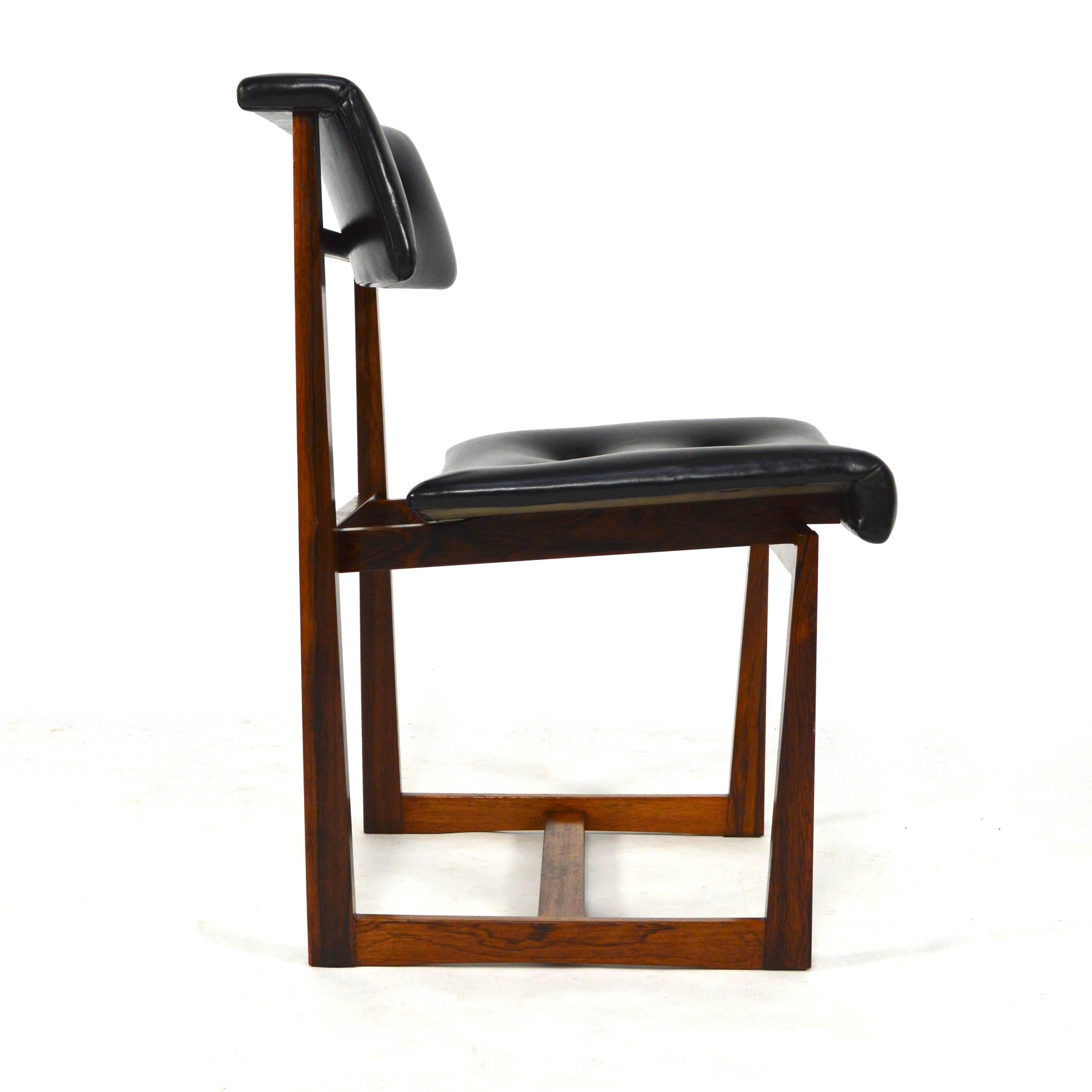 Mid-20th Century Henning Sørensen Rosewood and Black Leather Dining Chairs, 1950s