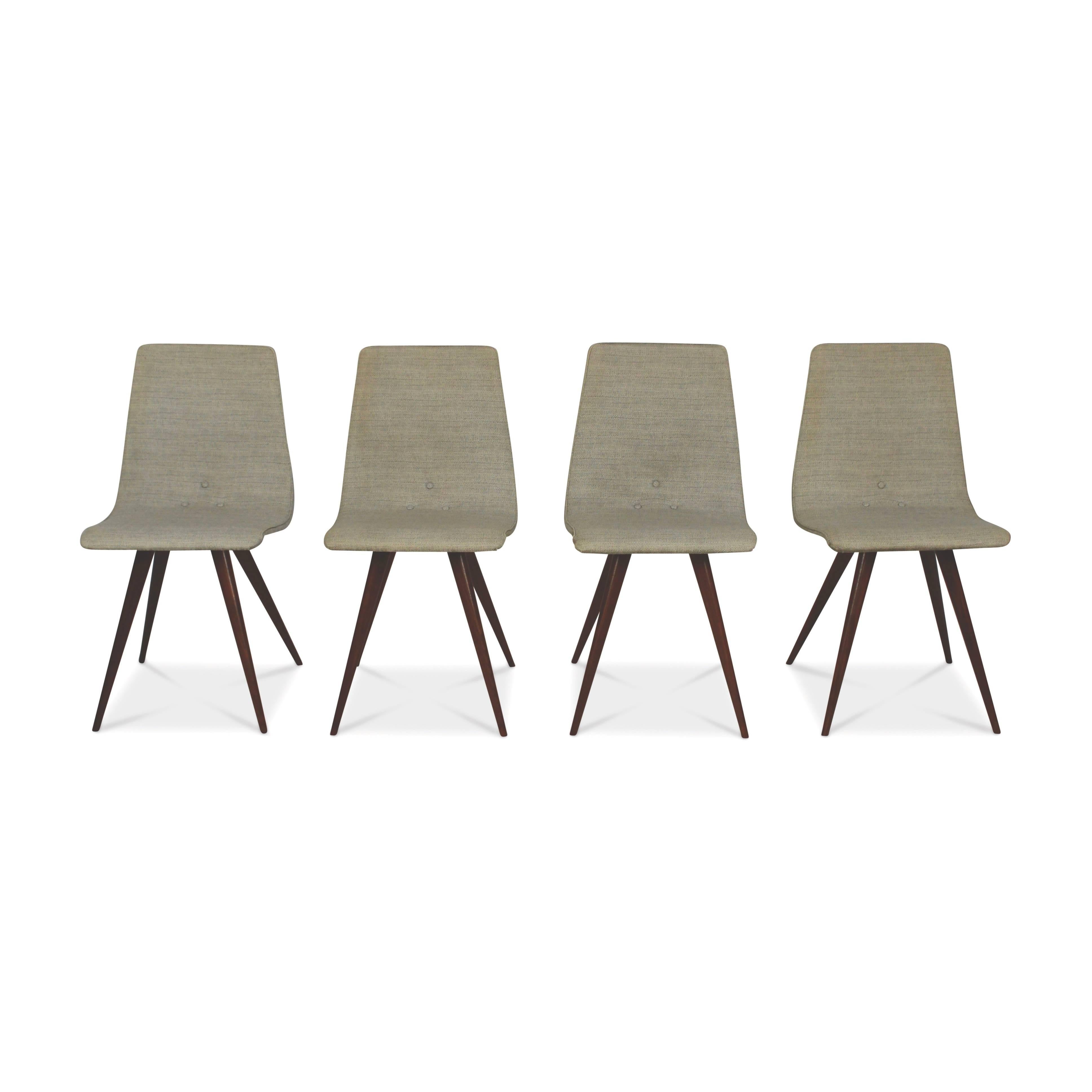 Scandinavian Modern Elegant Set of Four Teak Spider Leg Dining Chairs, 1950s
