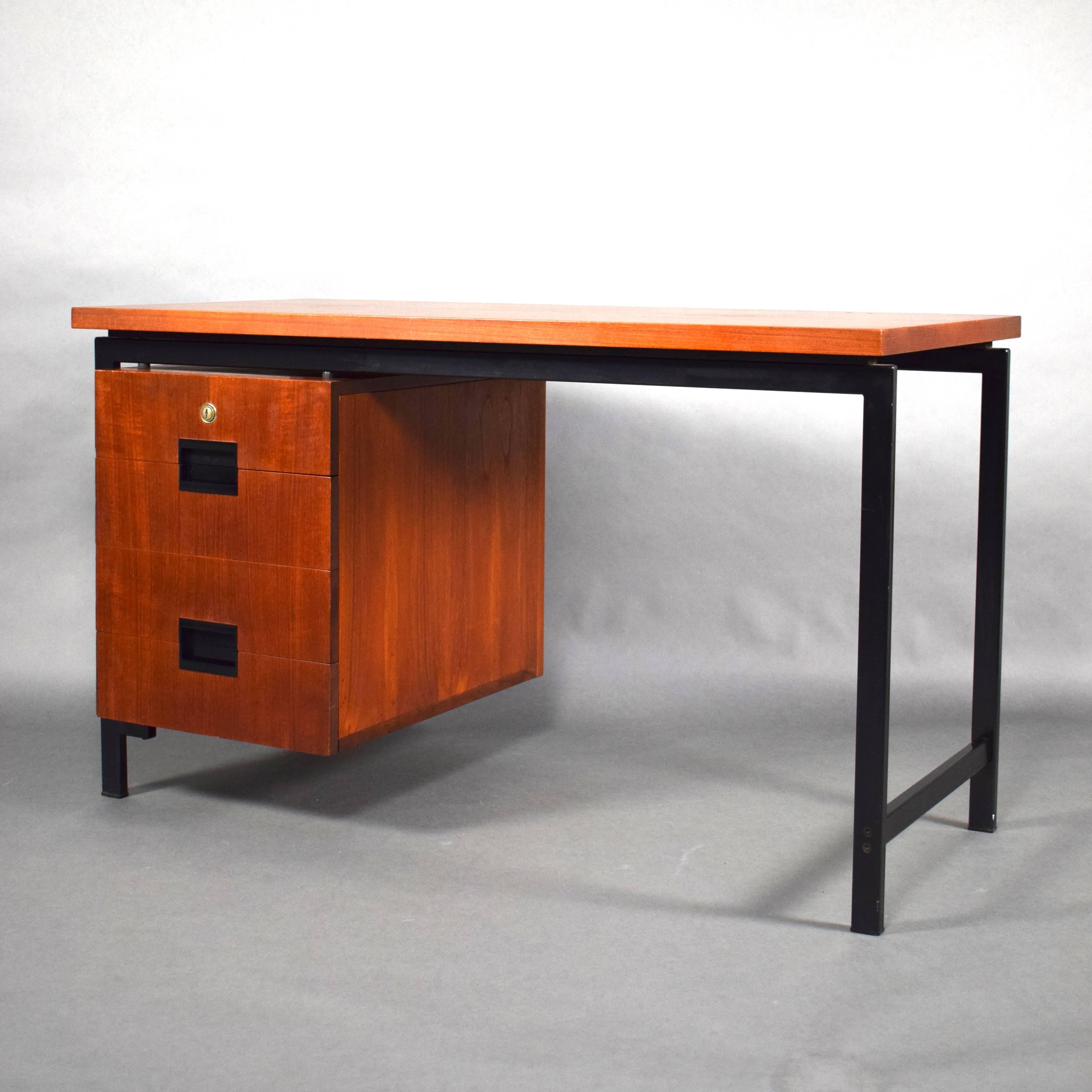 Cees Braakman for Pastoe model EU-01 Japanese Series desk in teak and metal and bent plywood drawers.

Designer: Cees Braakman

Manufacturer: PASTOE

Country: Netherlands

Model: EU-01 Japanese Series desk

Designed in: 1950s

Date of