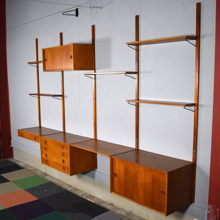 Beautiful Scandinavian Wall Unit in Teak, 1950s at 1stDibs ...