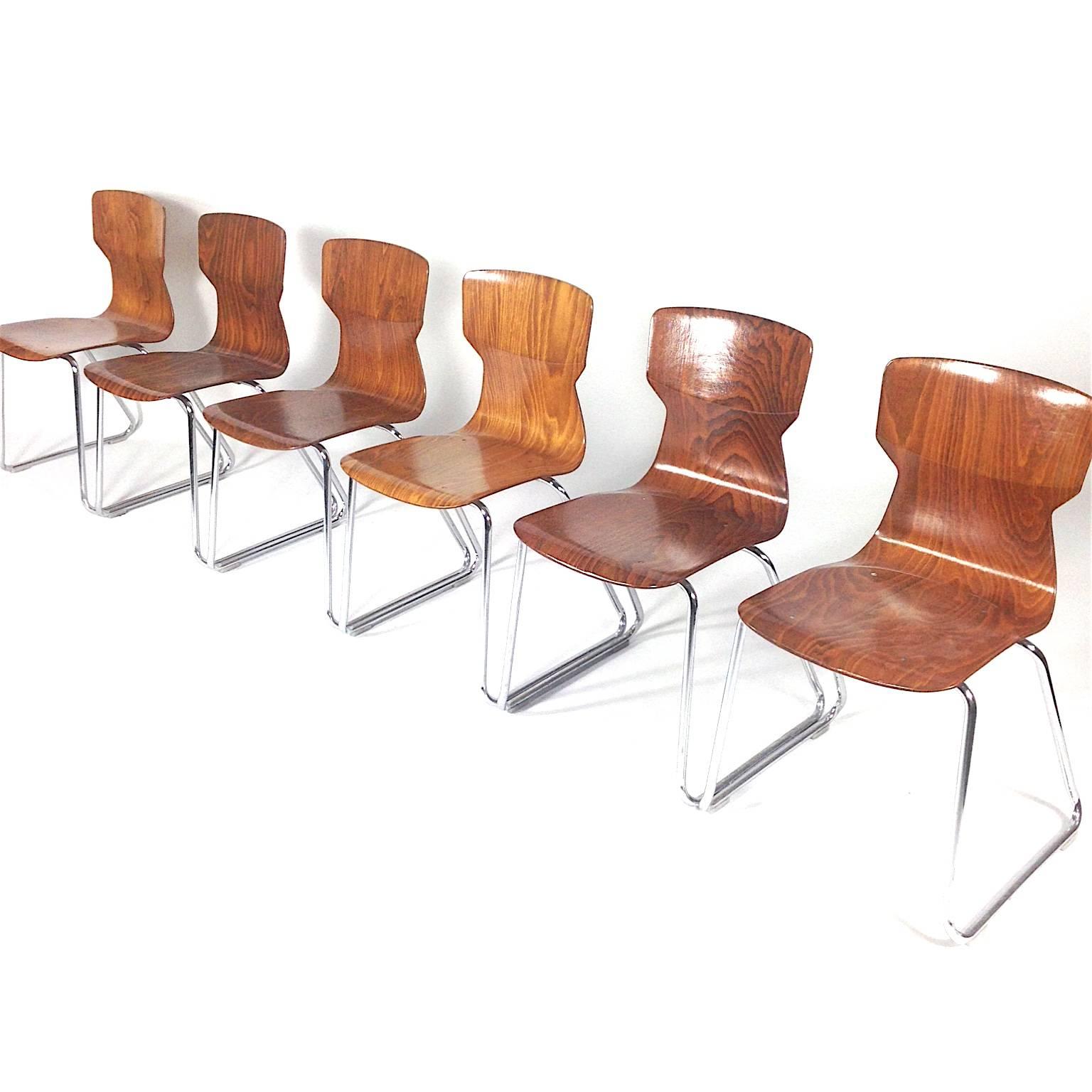 Dutch Set of Casala Flototto Industrial Stacking School Chairs 