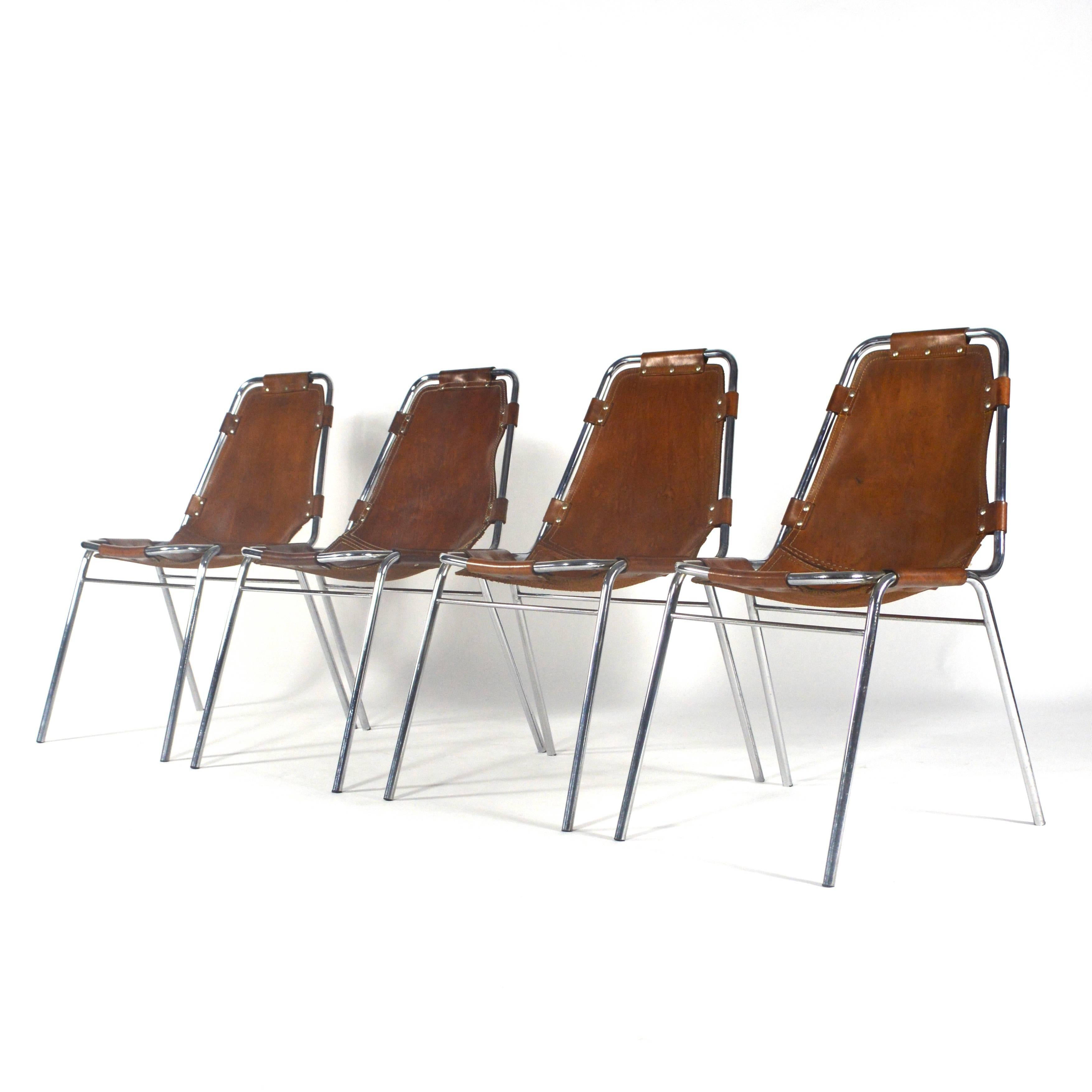 Mid-Century Modern Four Charlotte Perriand 'Les Arcs' Chairs, France, 1960s