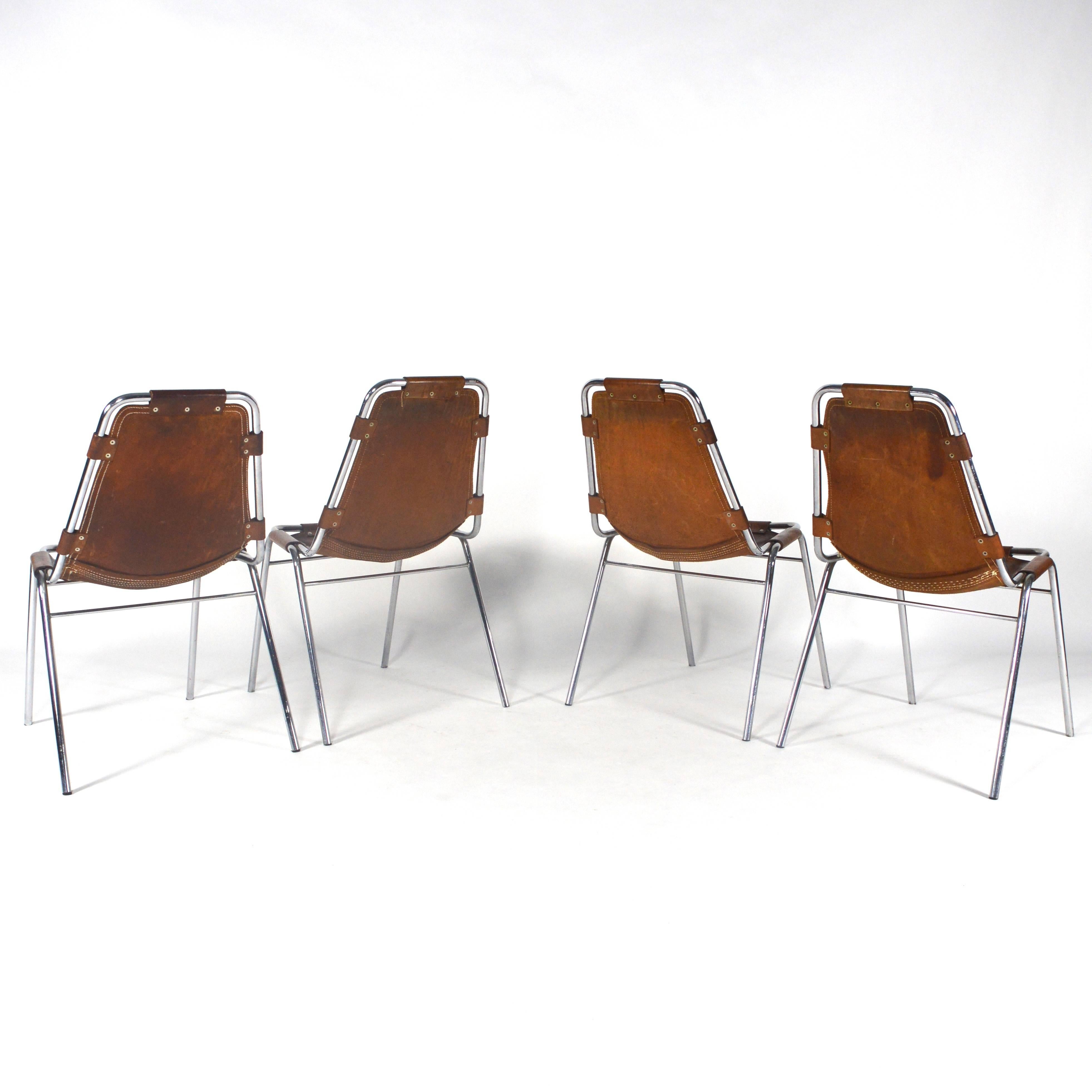 Four Charlotte Perriand 'Les Arcs' Chairs, France, 1960s In Good Condition In Pijnacker, Zuid-Holland