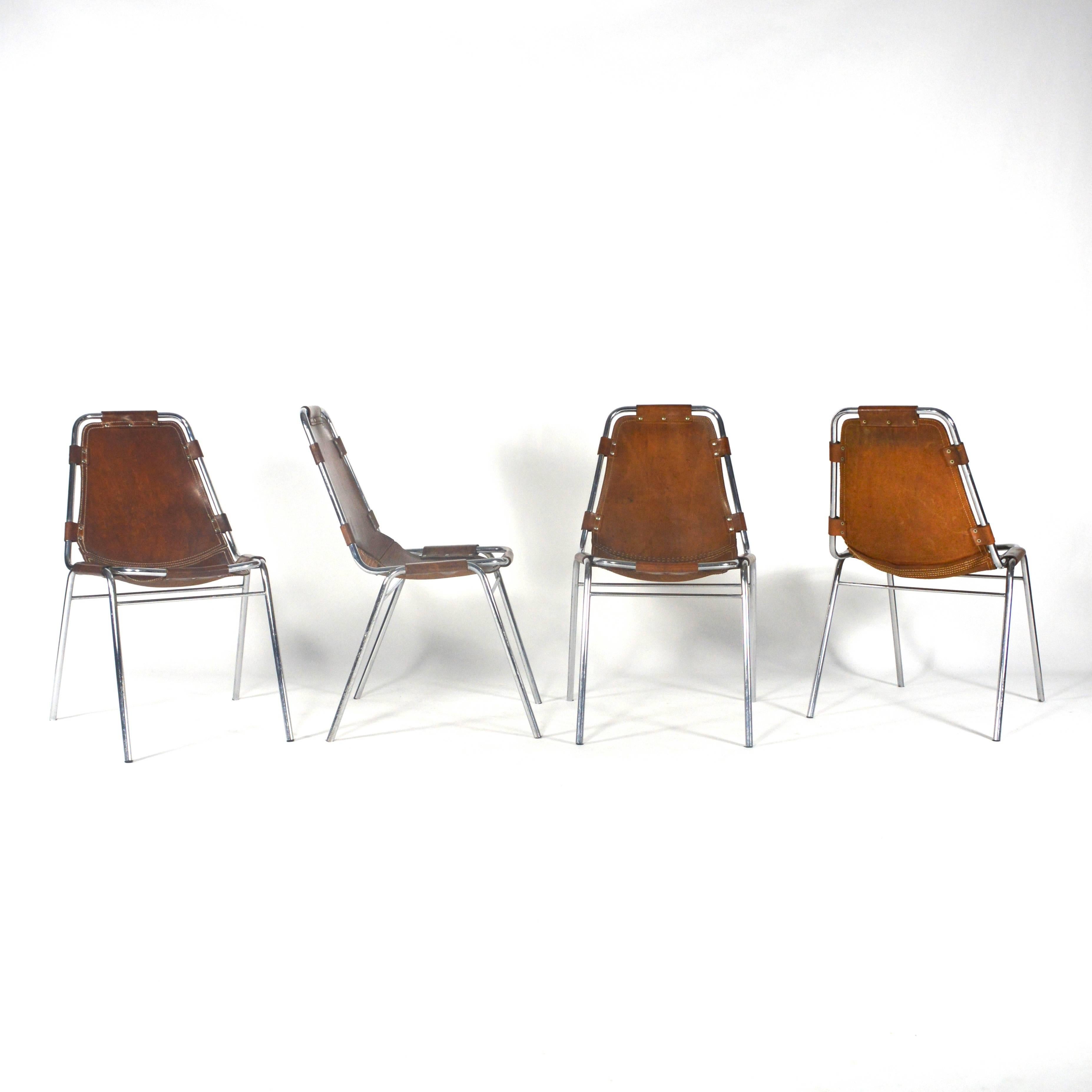 French Four Charlotte Perriand 'Les Arcs' Chairs, France, 1960s