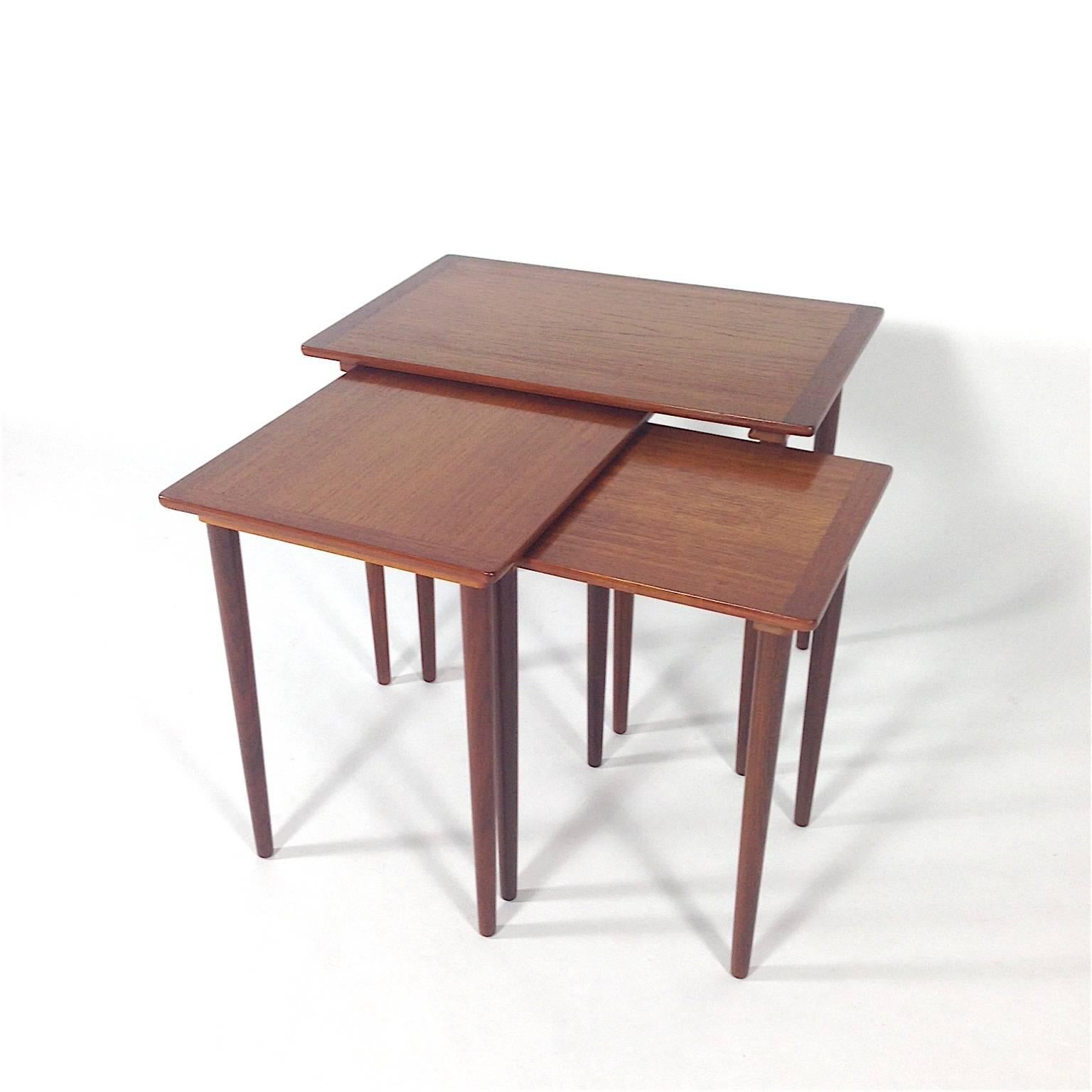 Rare Set of Danish Sliding Nesting Tables, 1950-1960s 4