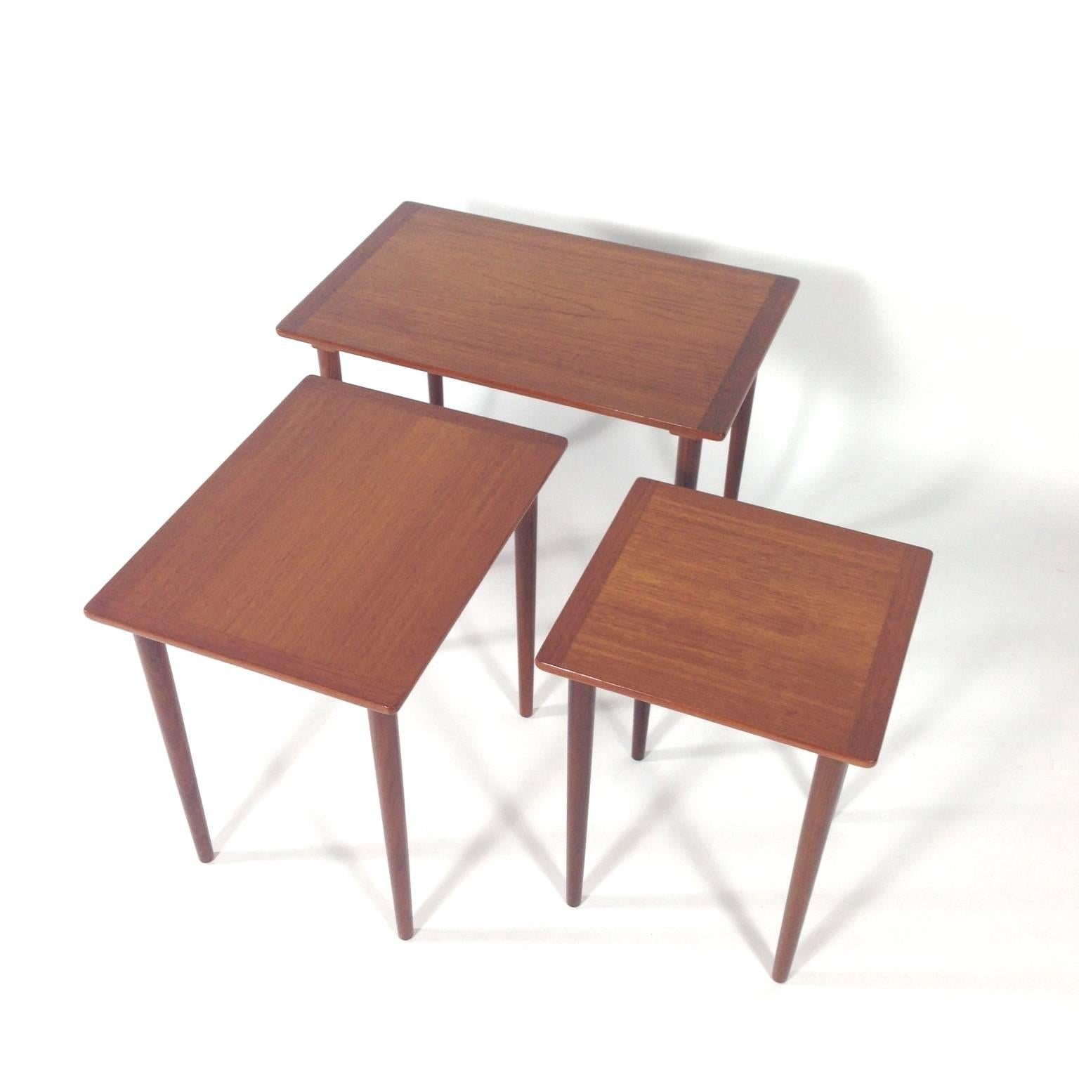 Rare Set of Danish Sliding Nesting Tables, 1950-1960s 2