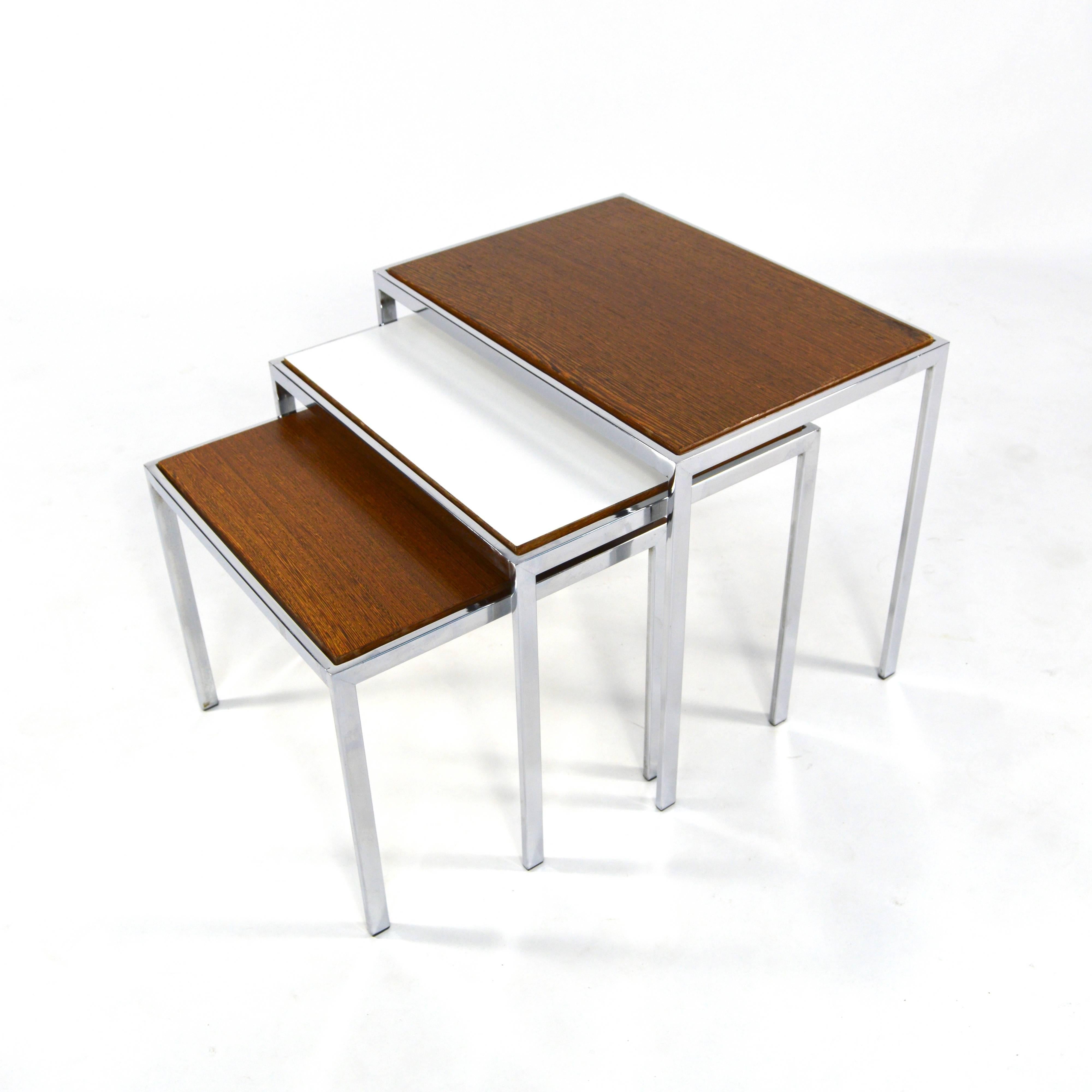 Mid-Century Modern Set of Three Nesting Tables with Turnable Tops, 1960s 